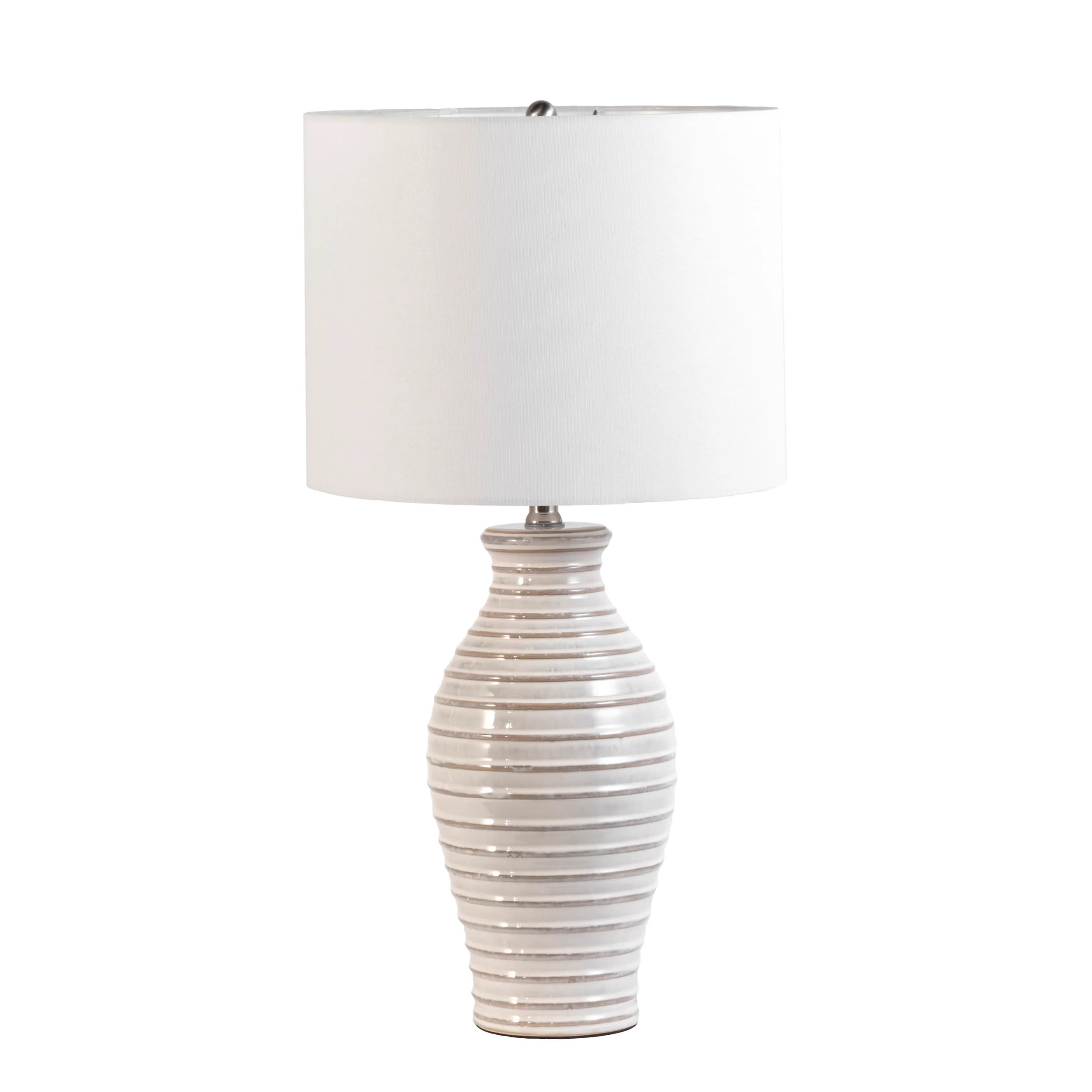 28-inch Ridged Ceramic Standard Table Lamp | Cream