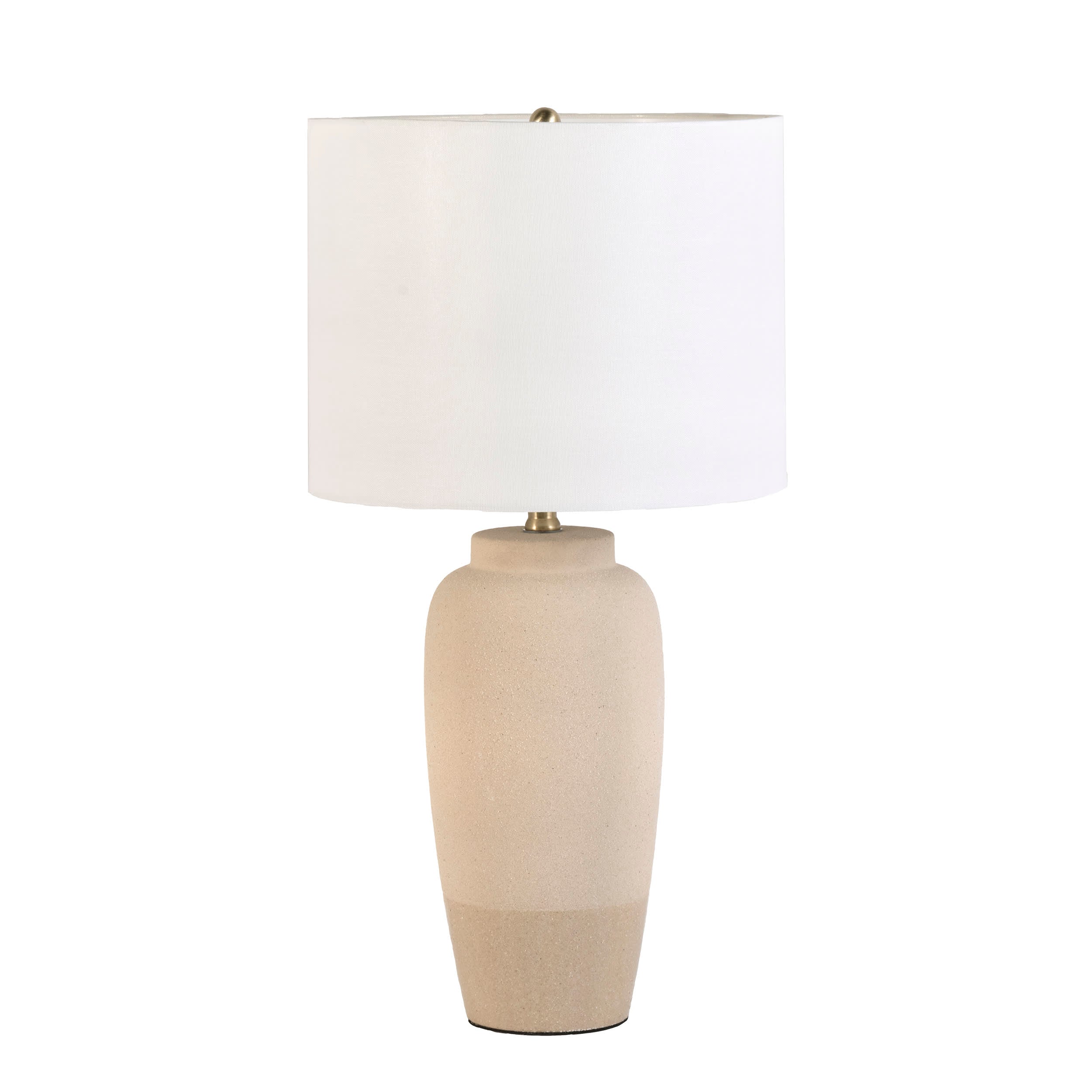 28-inch Sandy Ceramic Textured Vase Table Lamp | Beige