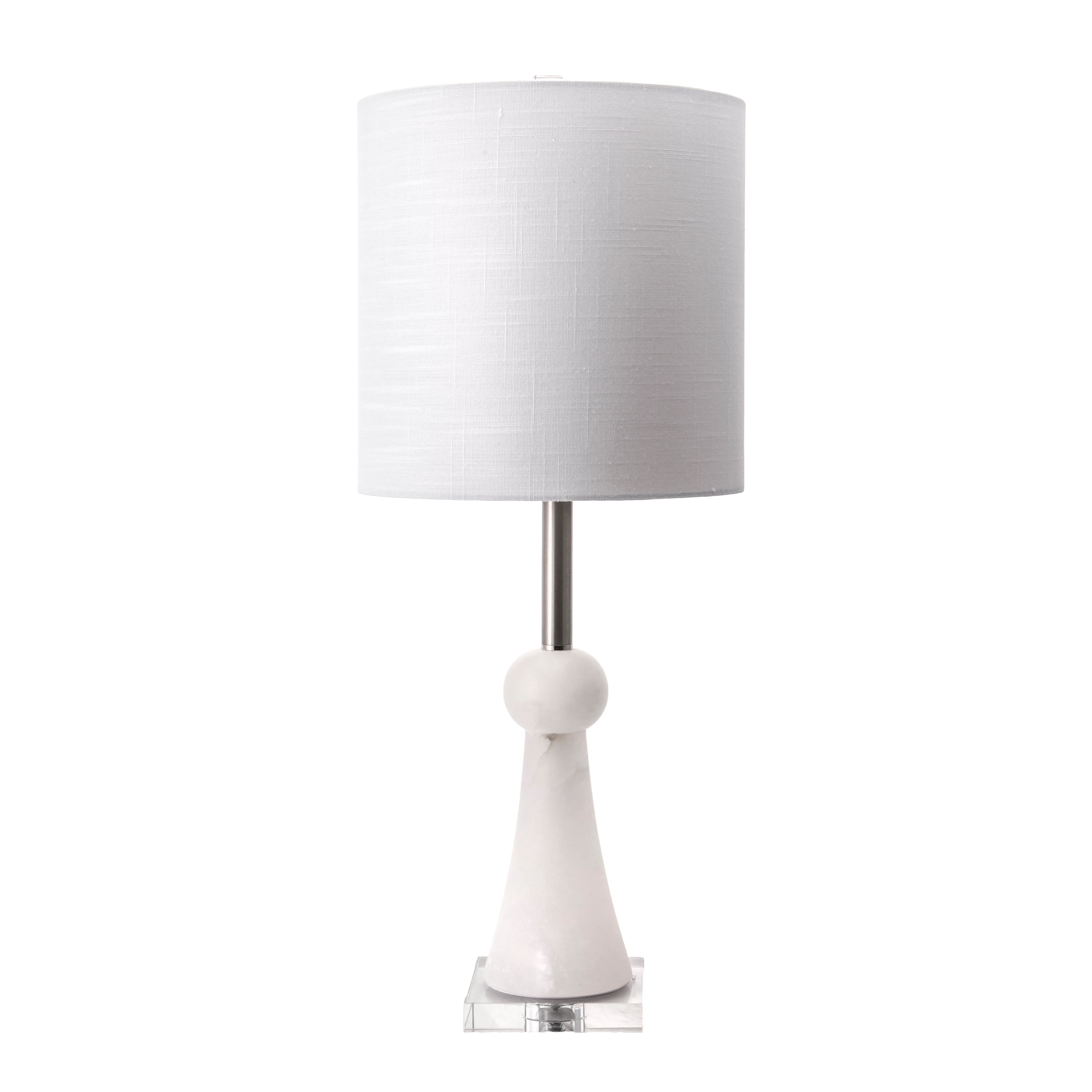 30-inch Alabaster Pawn Spire Table Lamp | Off White