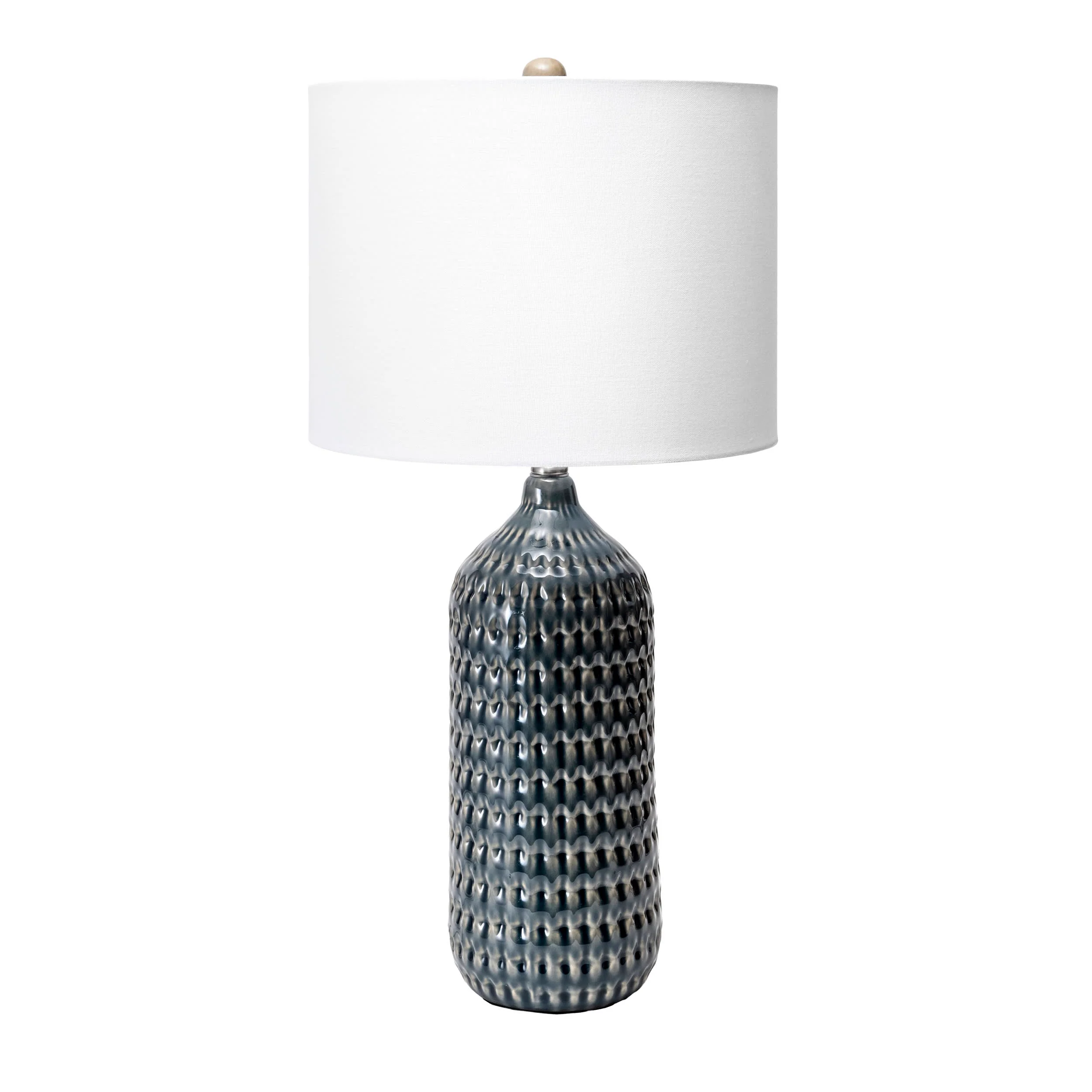 30-inch Perforated Ceramic Textured Vase Table Lamp | Grey