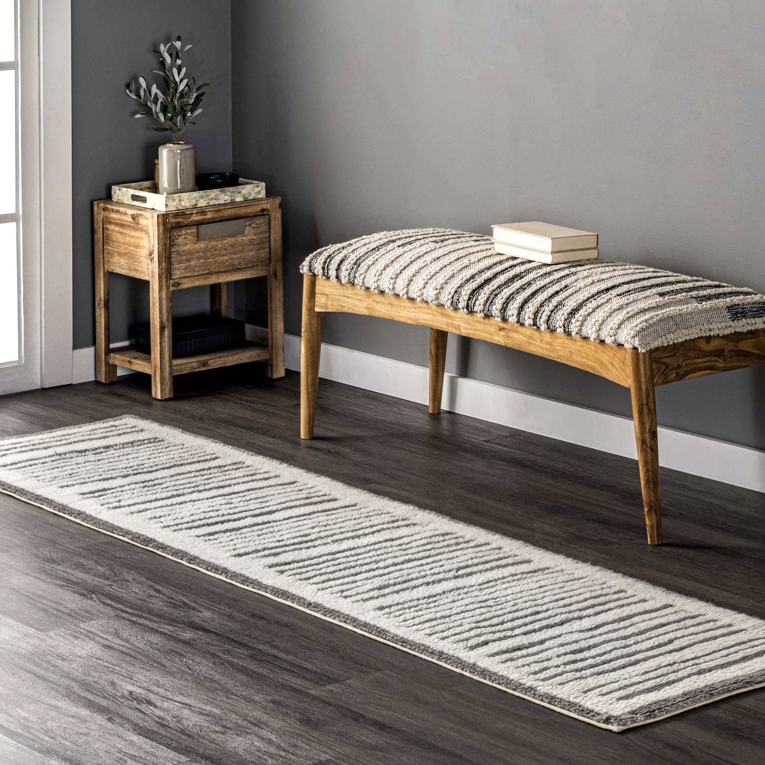 Addison Wool Pinstripe Washable Rug | Ivory - Image 2