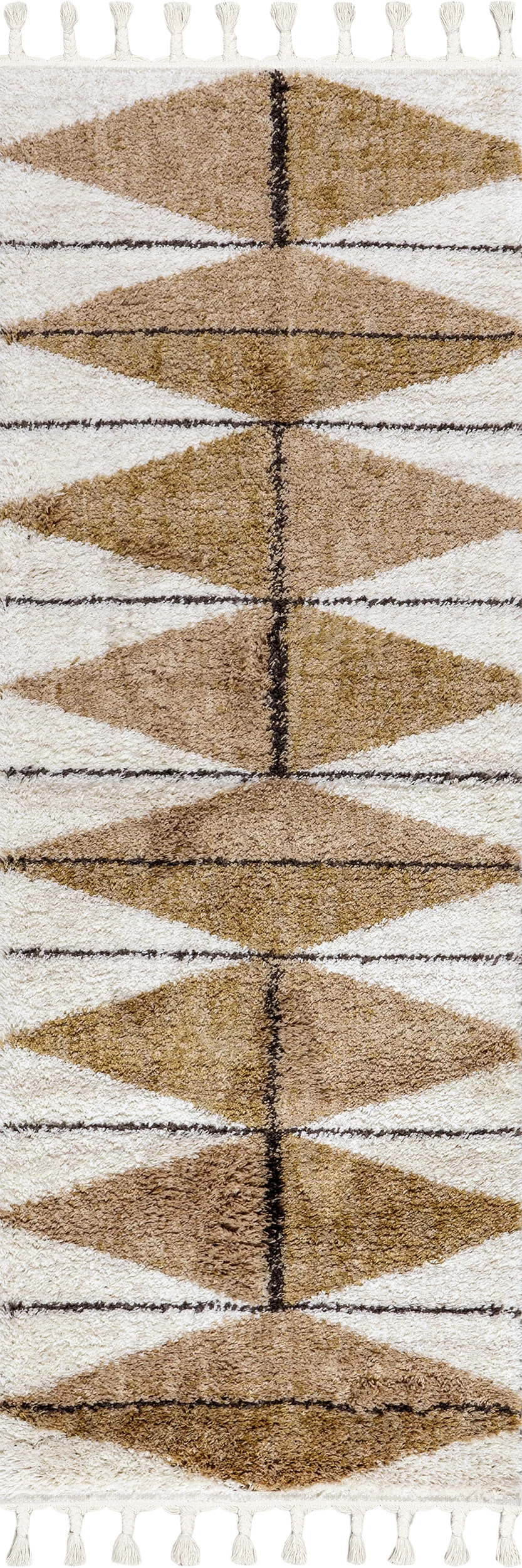 Alexia Diamond Tasseled Rug | Light Brown