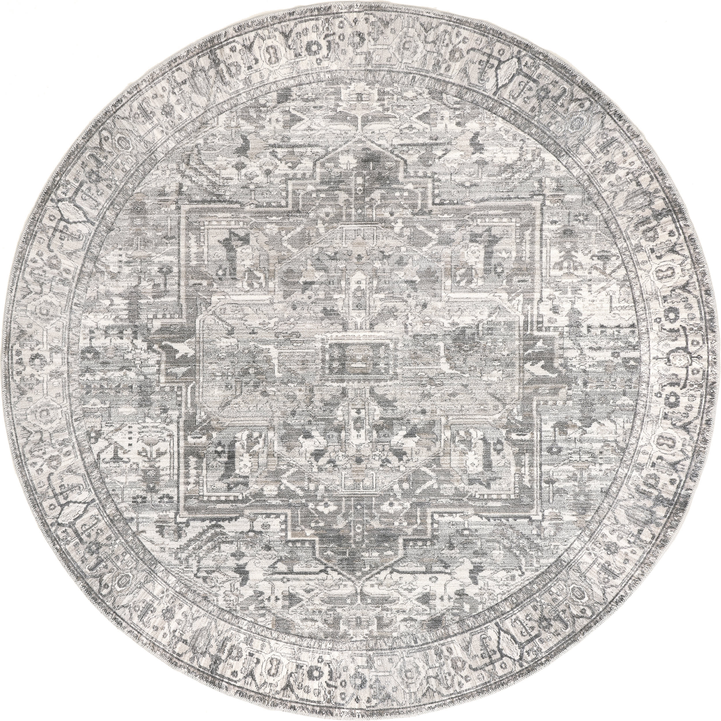 Atrium Medallion Washable Rug | Grey