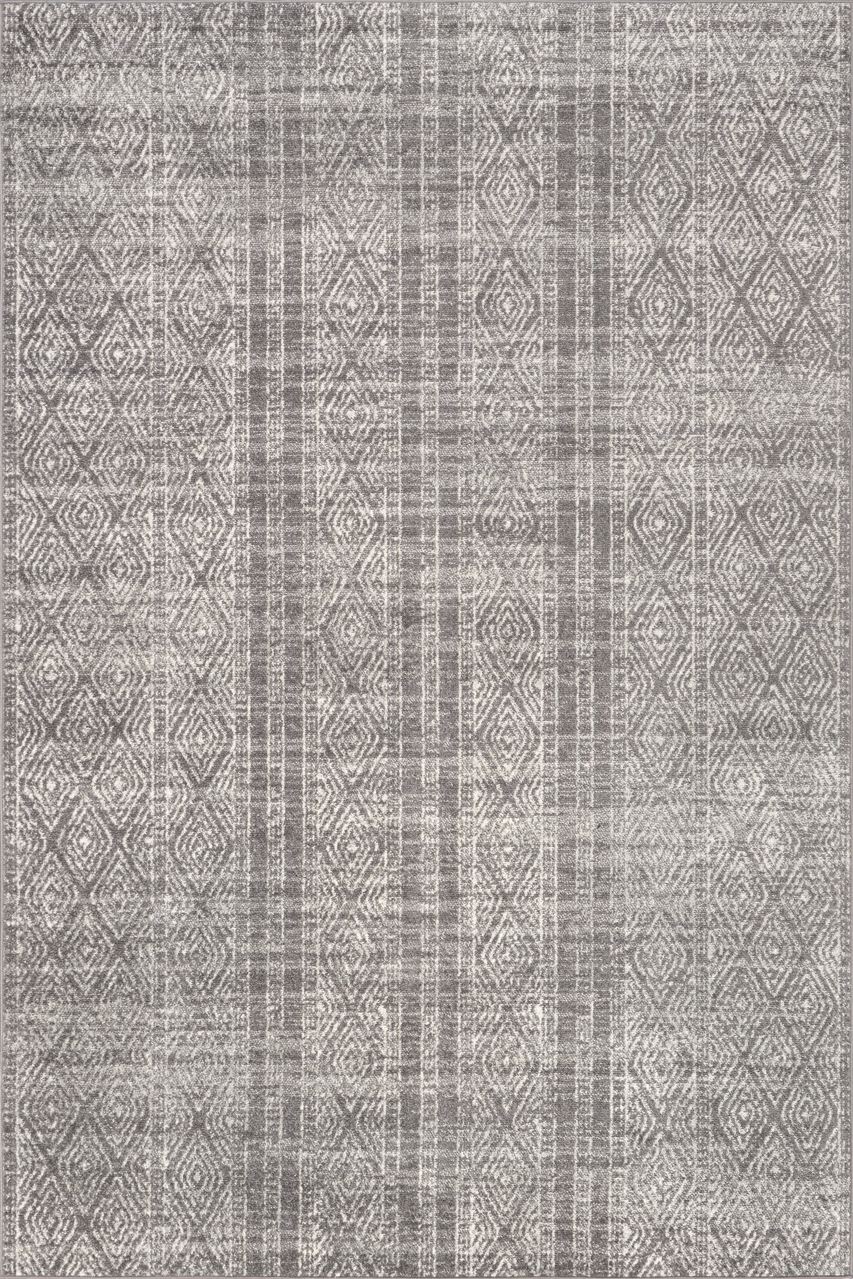Banded Bird Eye Diamonds Rug | Dark Grey