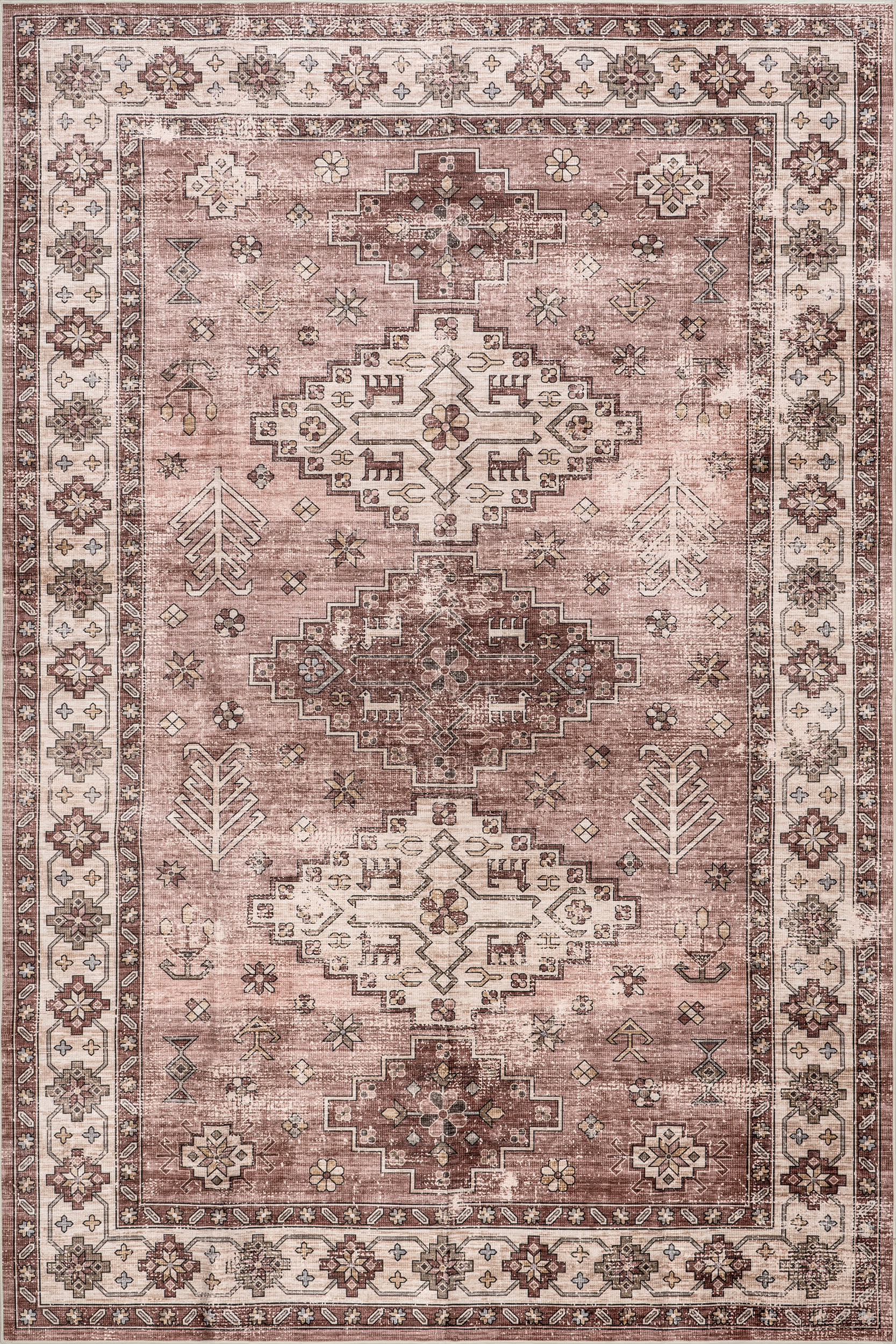 Barbary Distressed Spill Proof Washable Rug | Blush