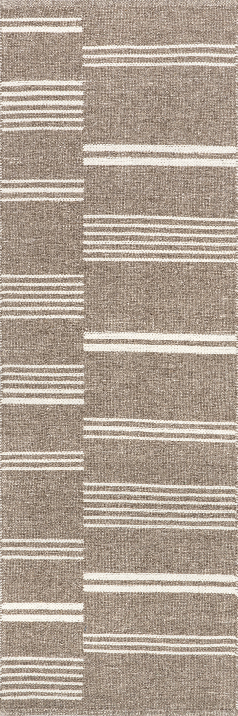Birchwood Reversible Striped Wool Rug | Dark Beige