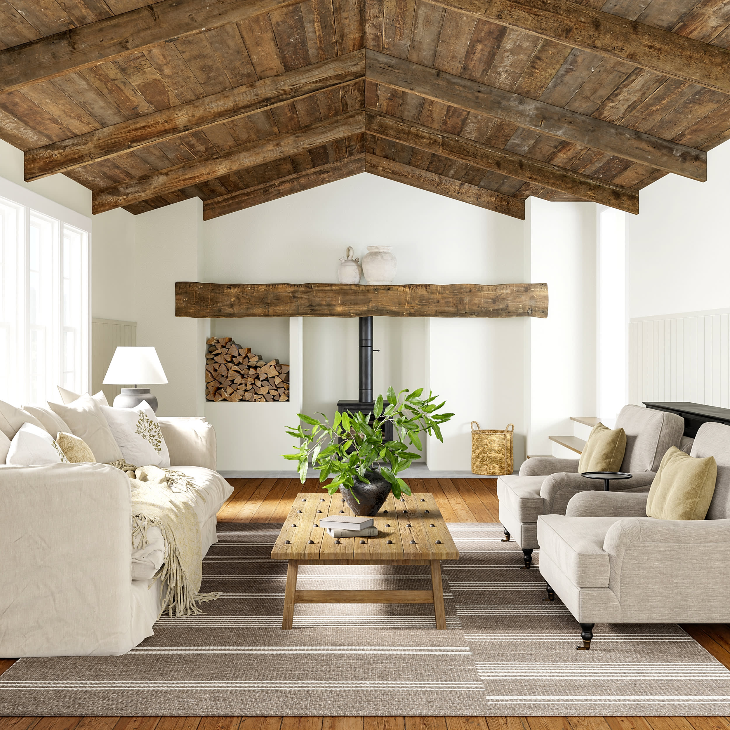 Birchwood Reversible Striped Wool Rug | Dark Beige - Image 7