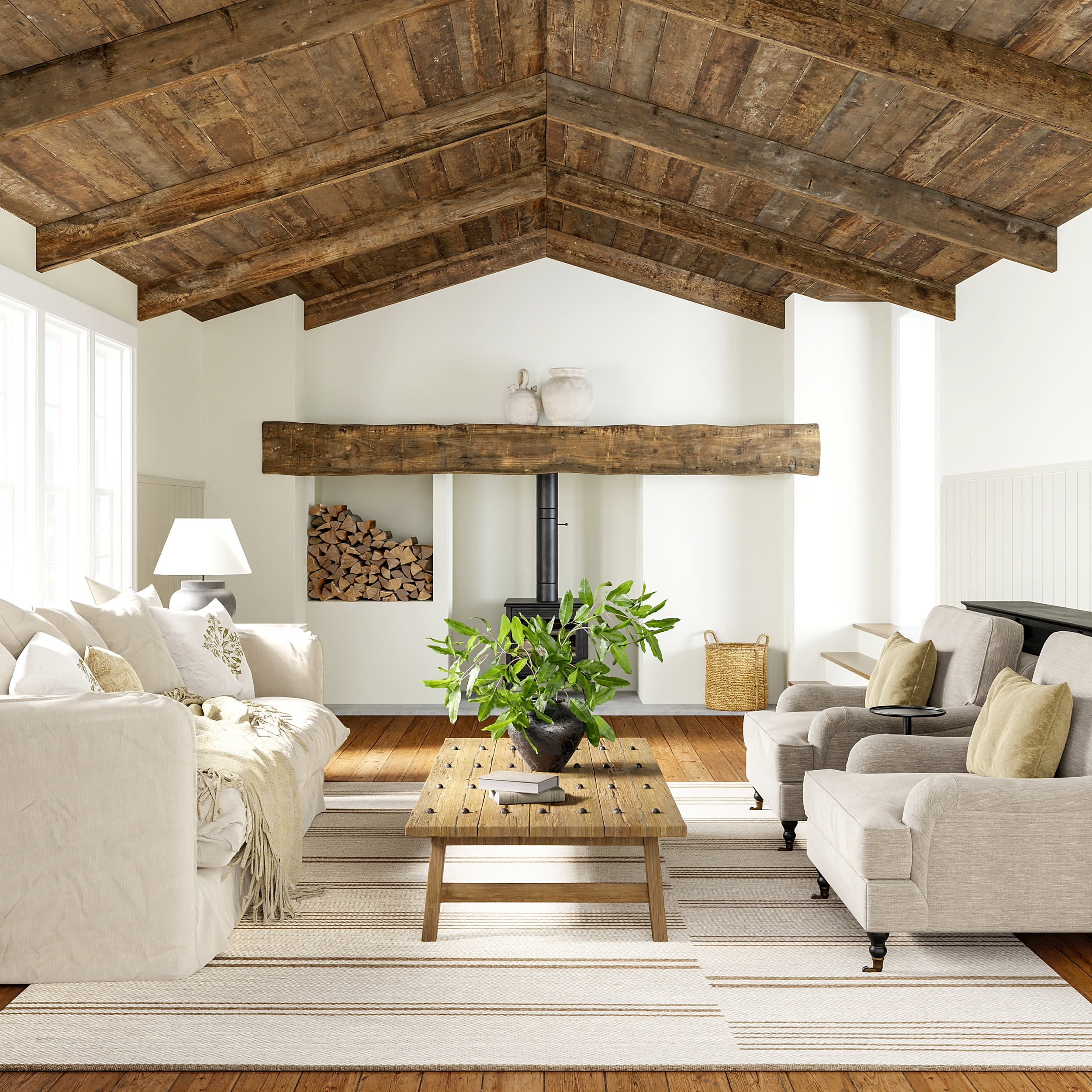 Birchwood Reversible Striped Wool Rug | Sand - Image 6