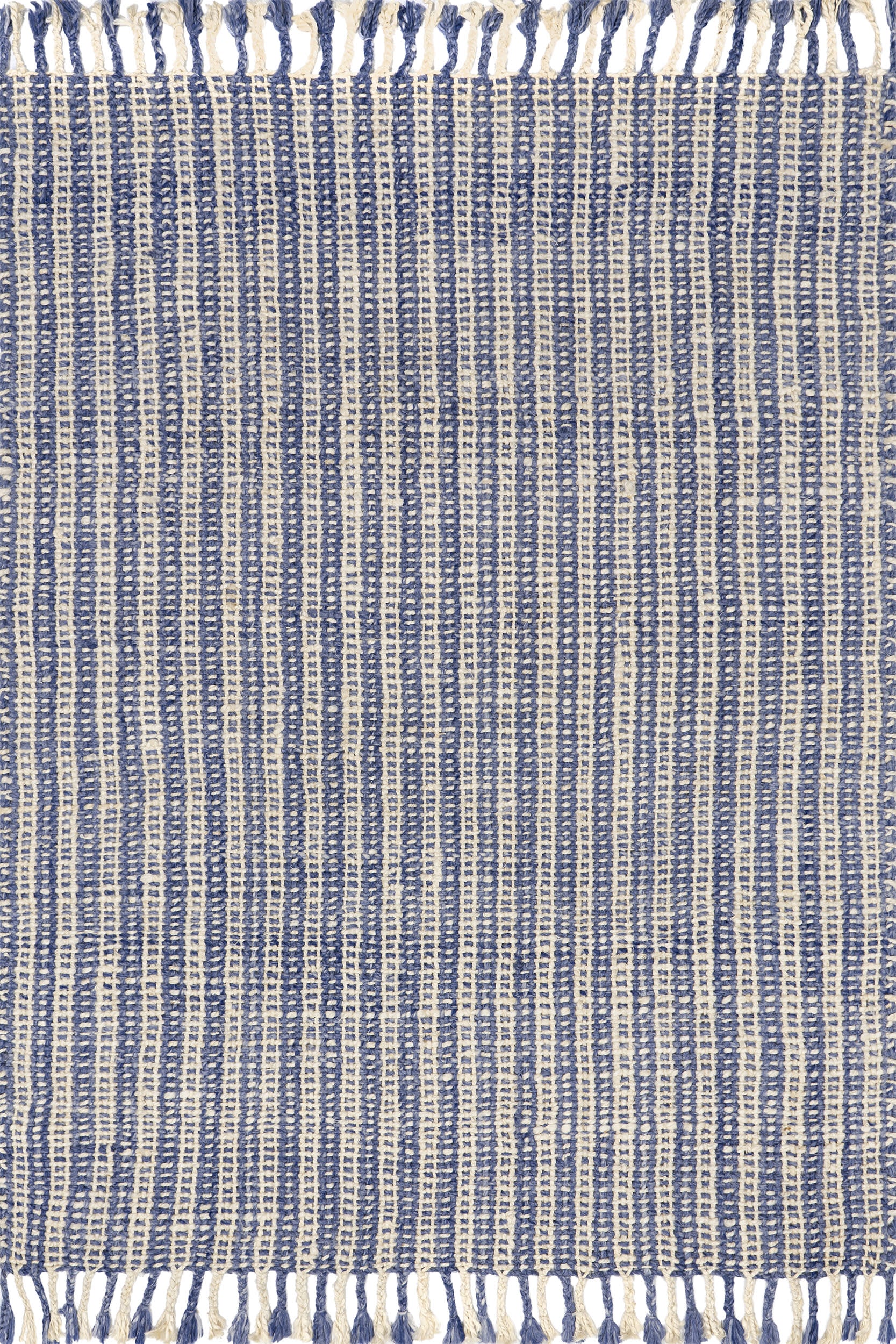Birdie Rustic Braided Tassel Rug | Light Blue