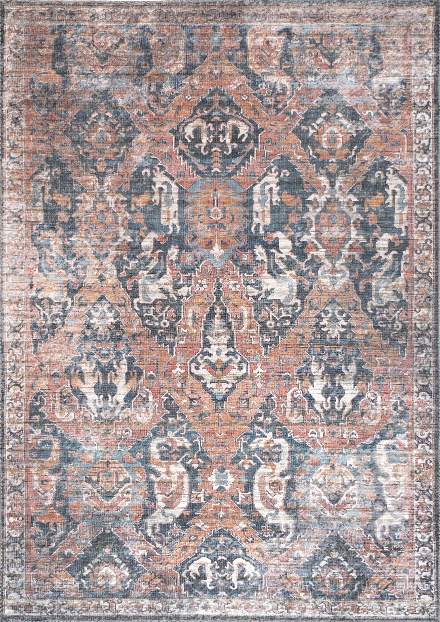 Bonnie Washable Medallion Rug | Rust