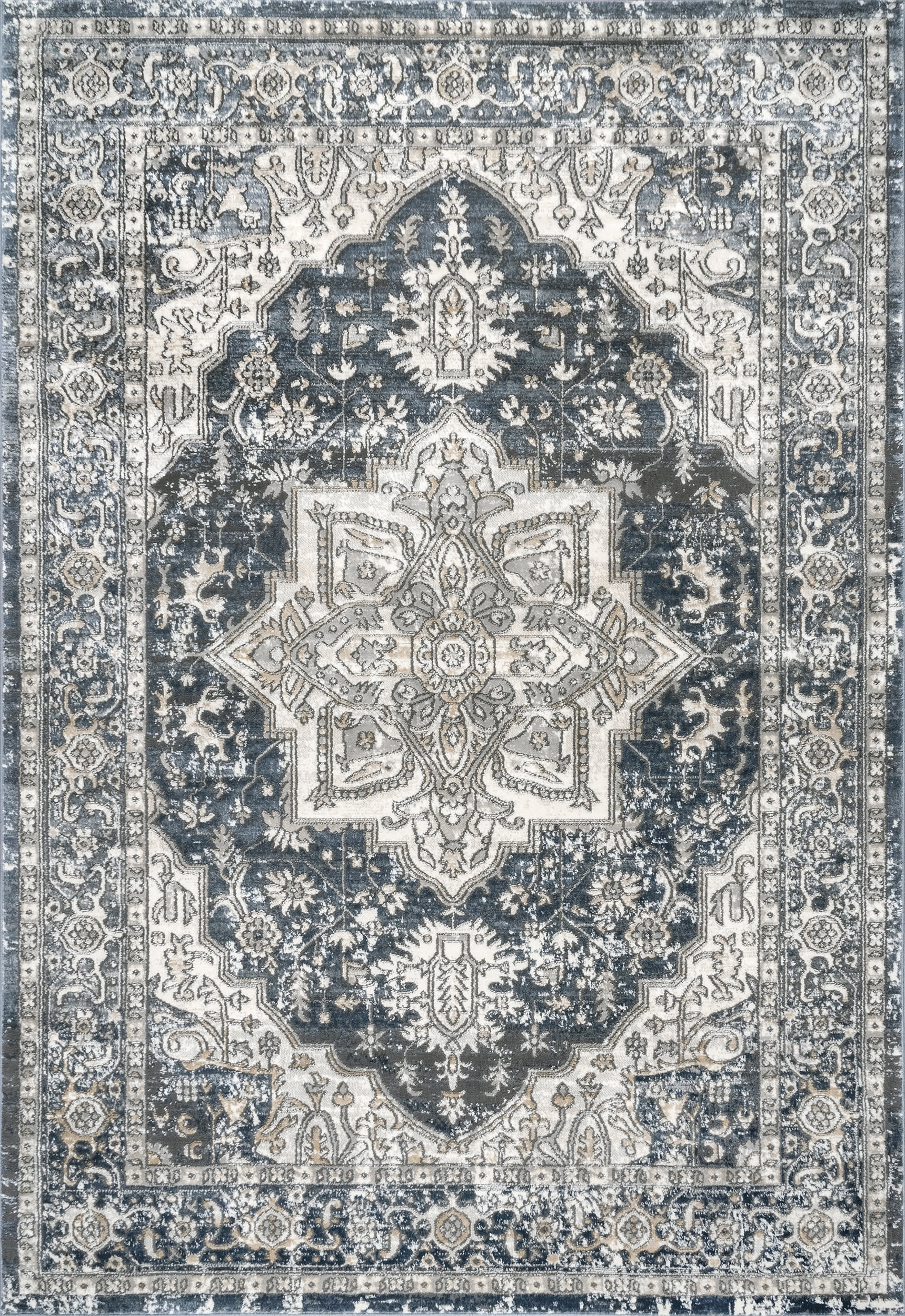 Bordered Medallion Rug | Blue