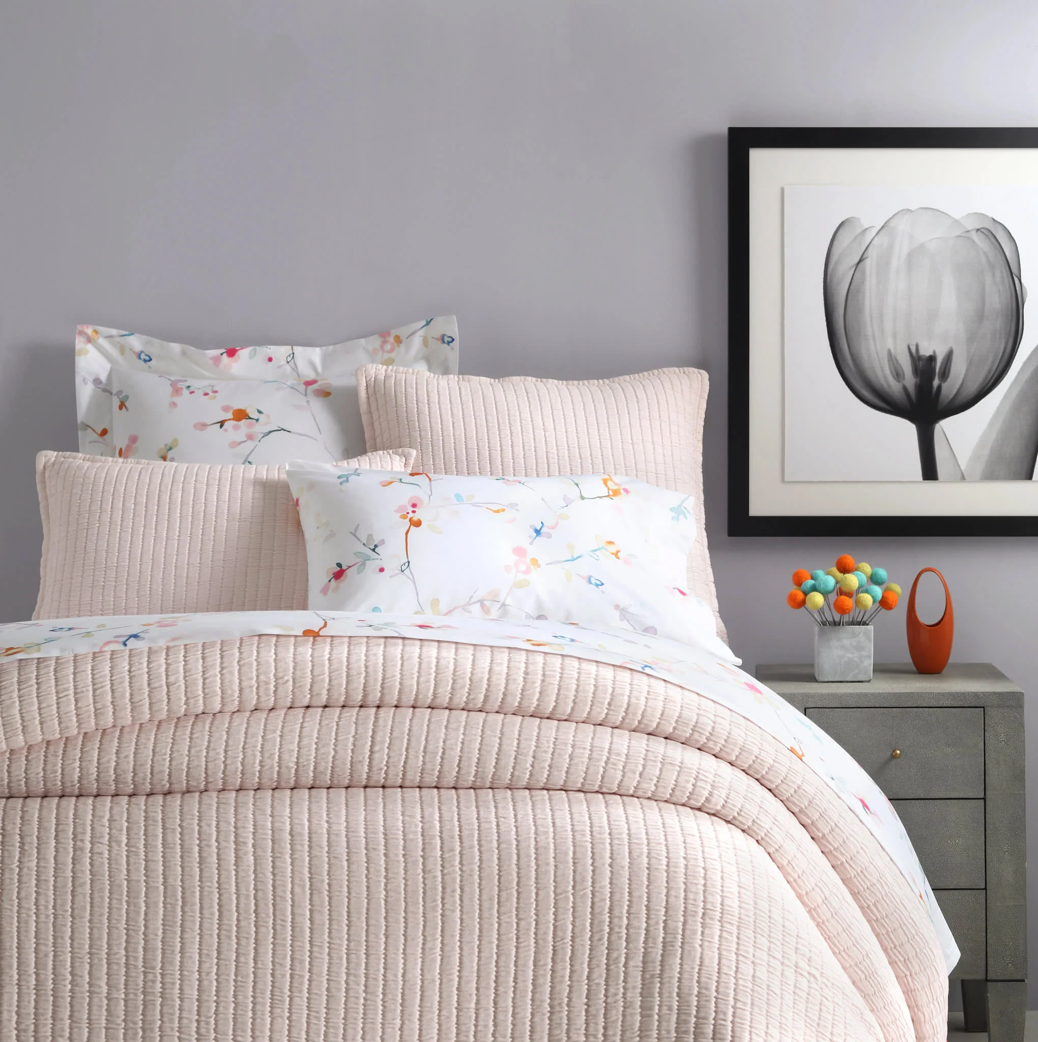 Boyfriend Matelasse Coverlet | Slipper Pink