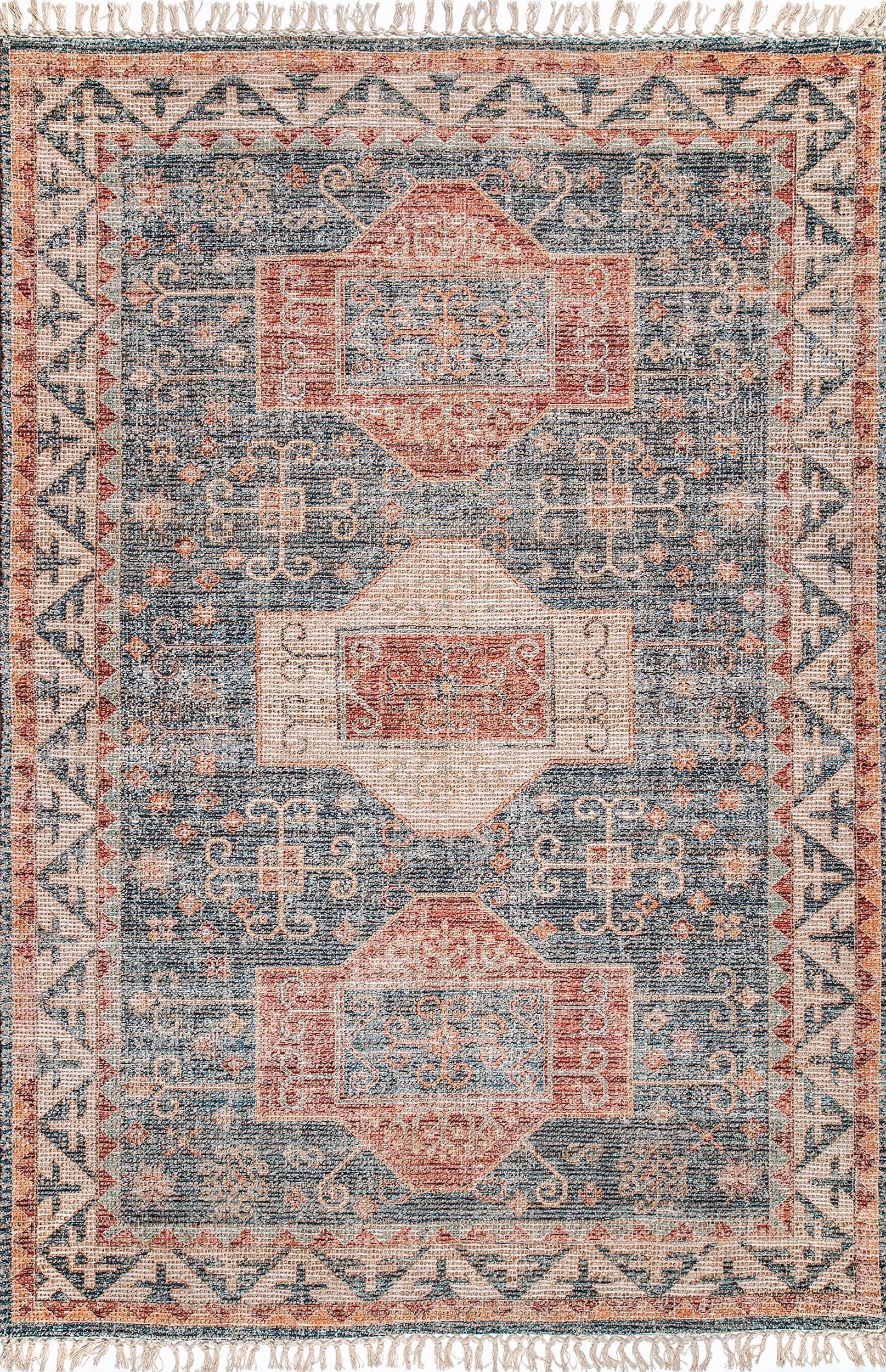Cartouche Medallion Tassel Rug | Multicolor