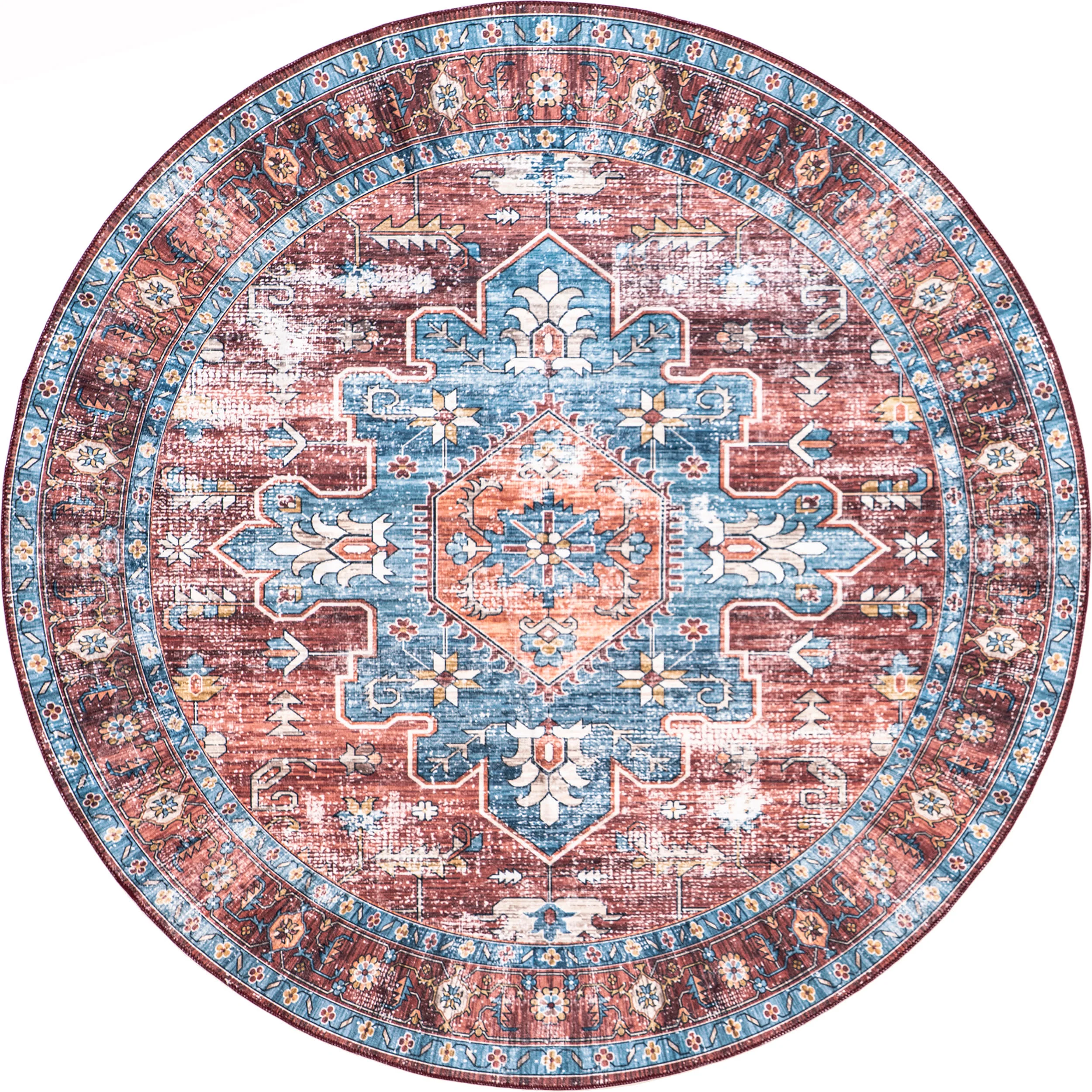Castle Medallion Washable Rug | Rust
