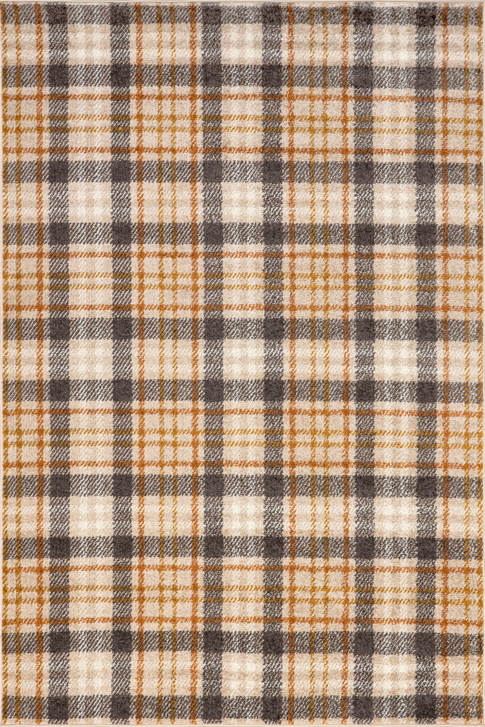 Cecile Plaid Rug | Orange & Ivory