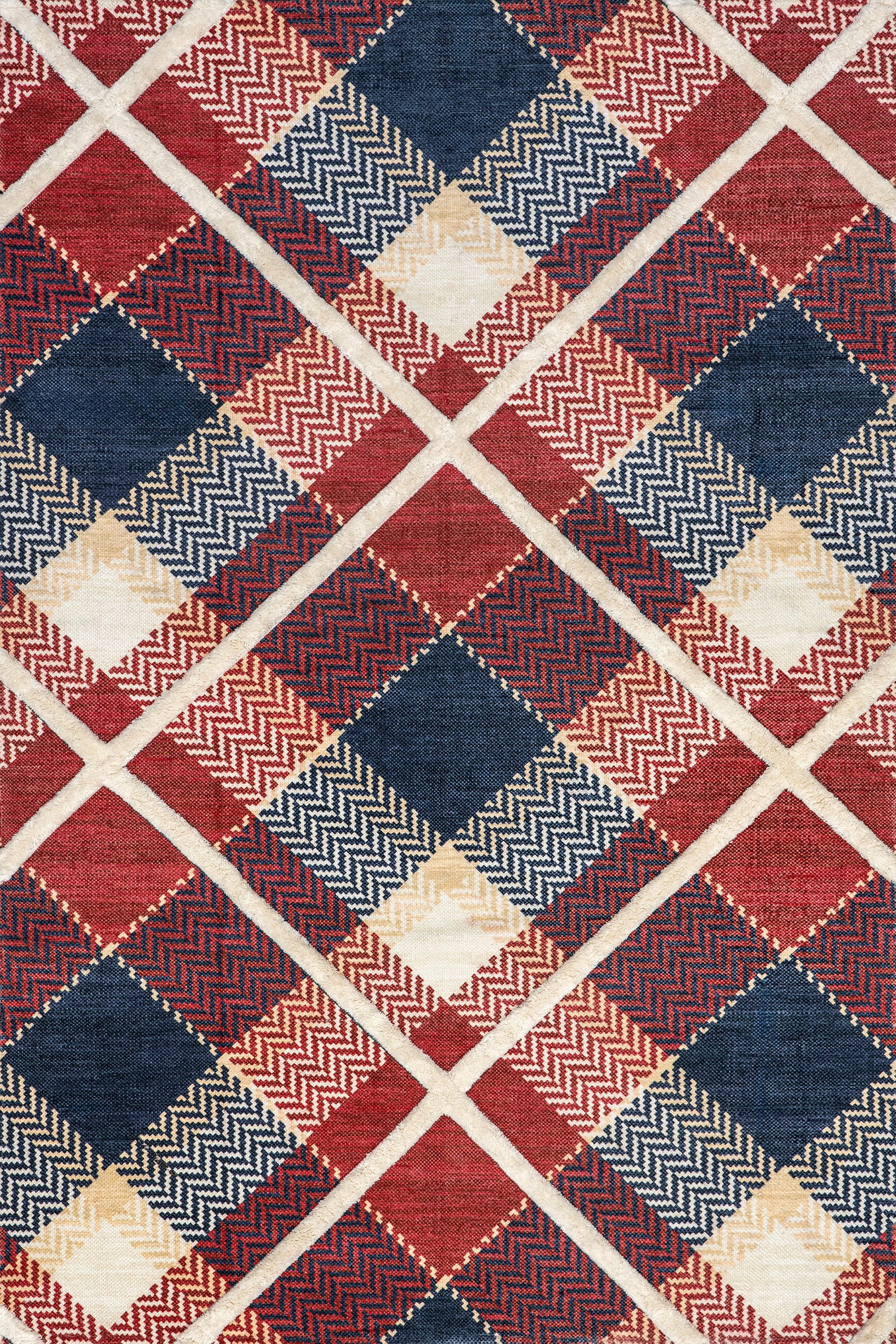 Damira Mirrored Plaid Rug | Red