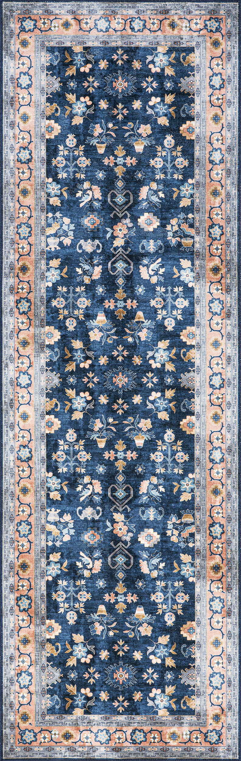 Dayflower Vintage Washable Rug | Blue