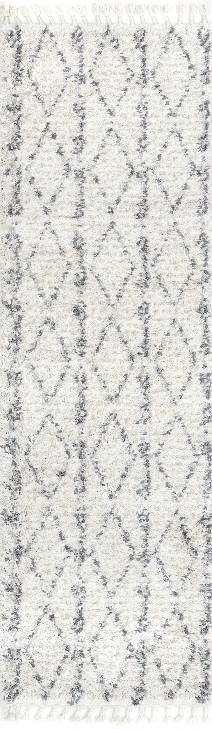 Diamond Band Tassel Rug | Beige