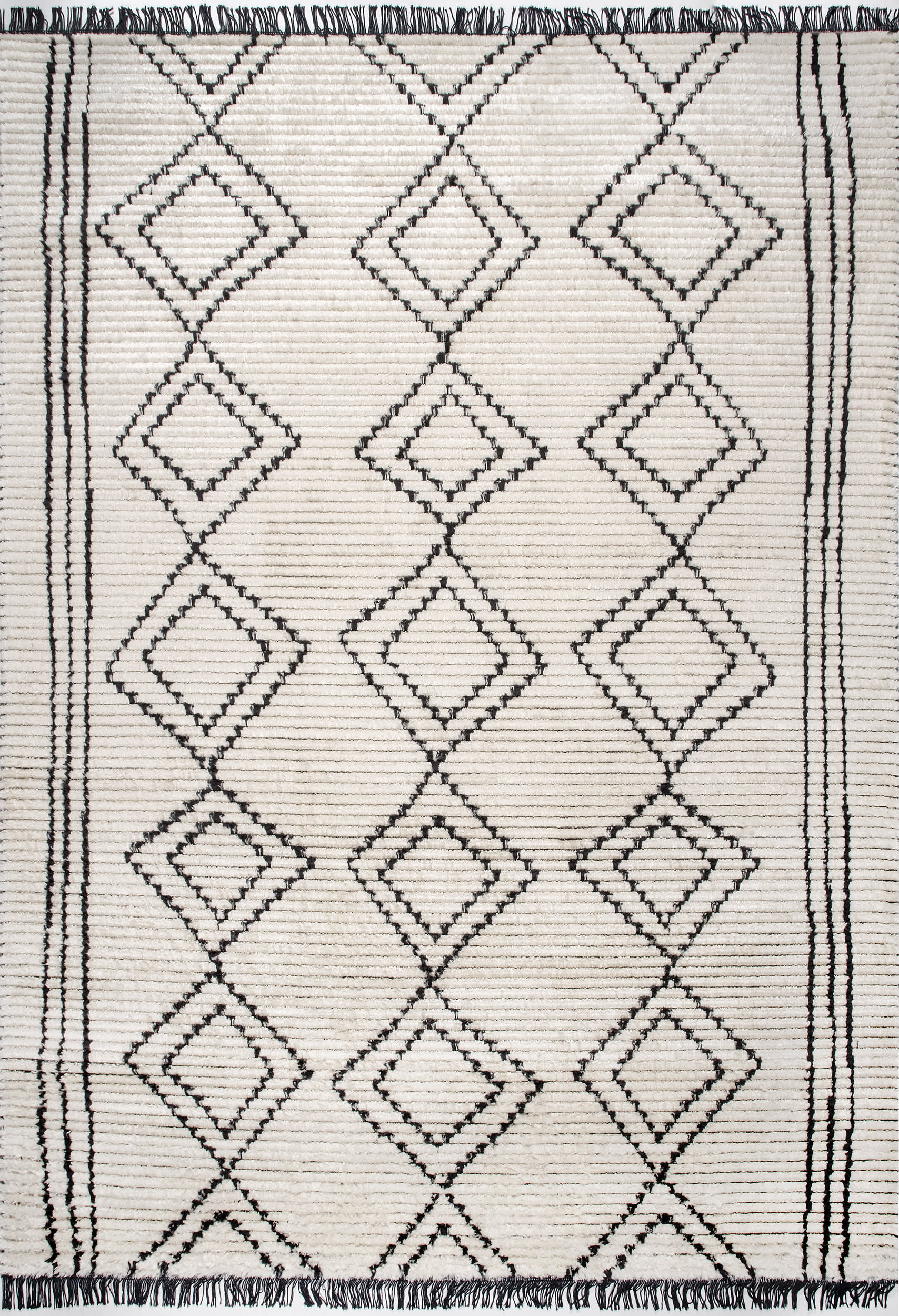 Diamond Galore Tasseled Rug | Beige