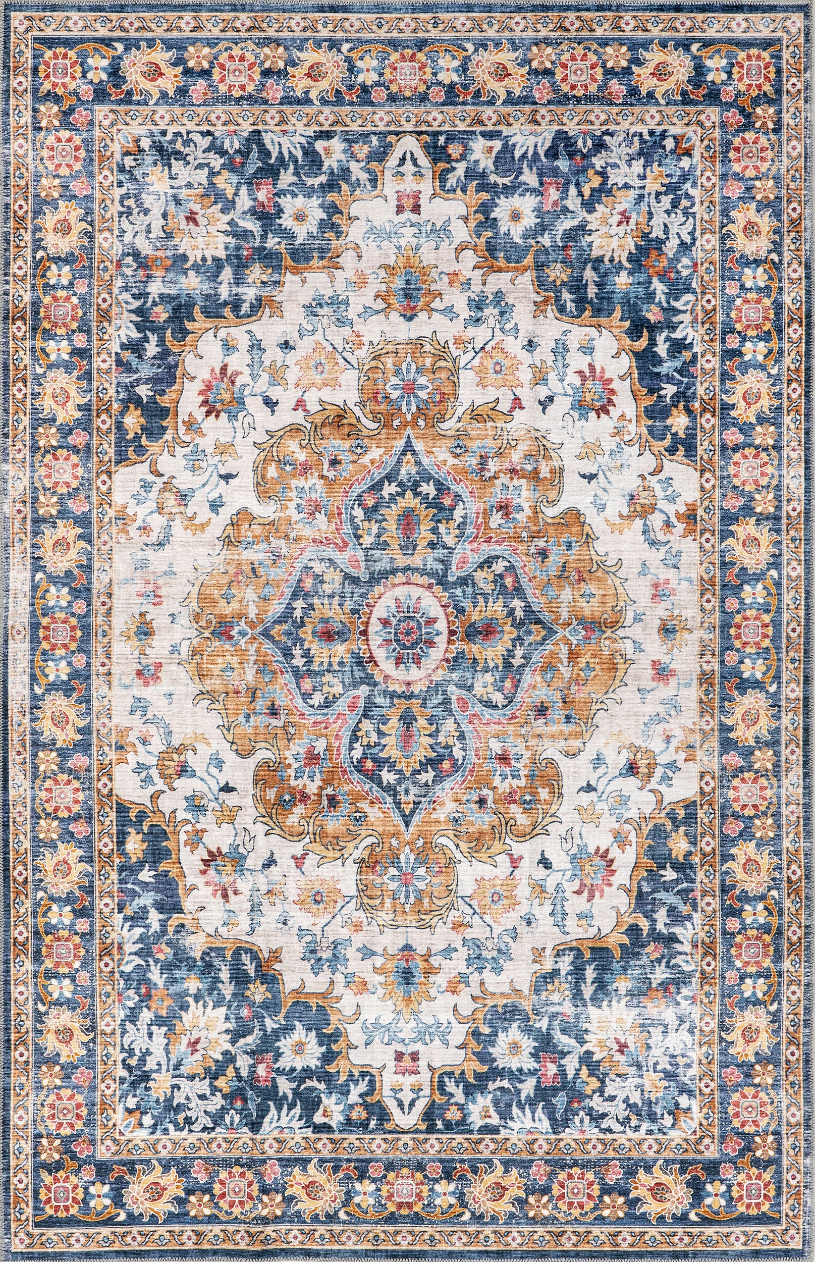 Dita Spill Proof Washable Rug | Blue Multicolor