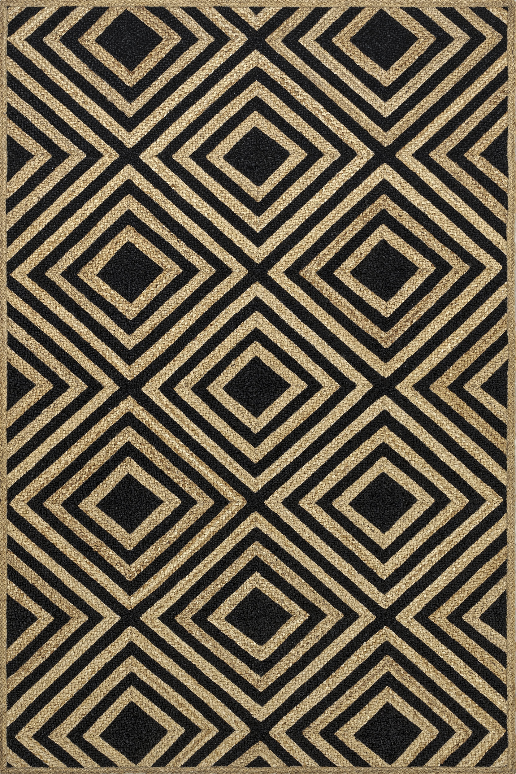 Dogwood Tiled Jute Rug | Black