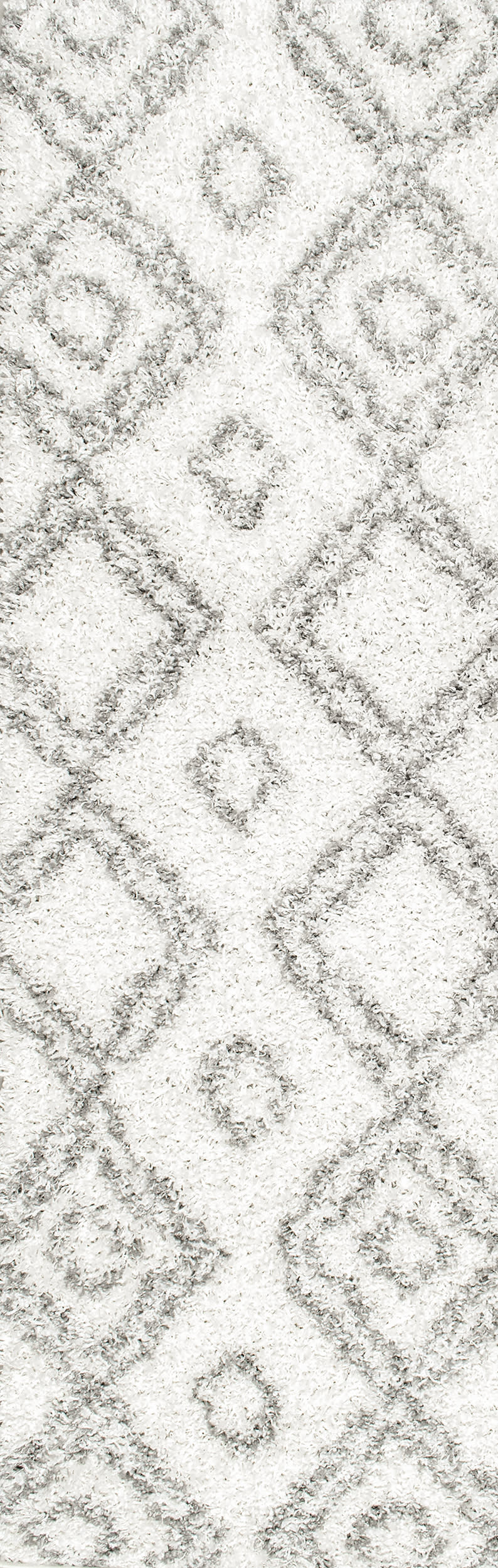 Double Diamond Shag Rug | White