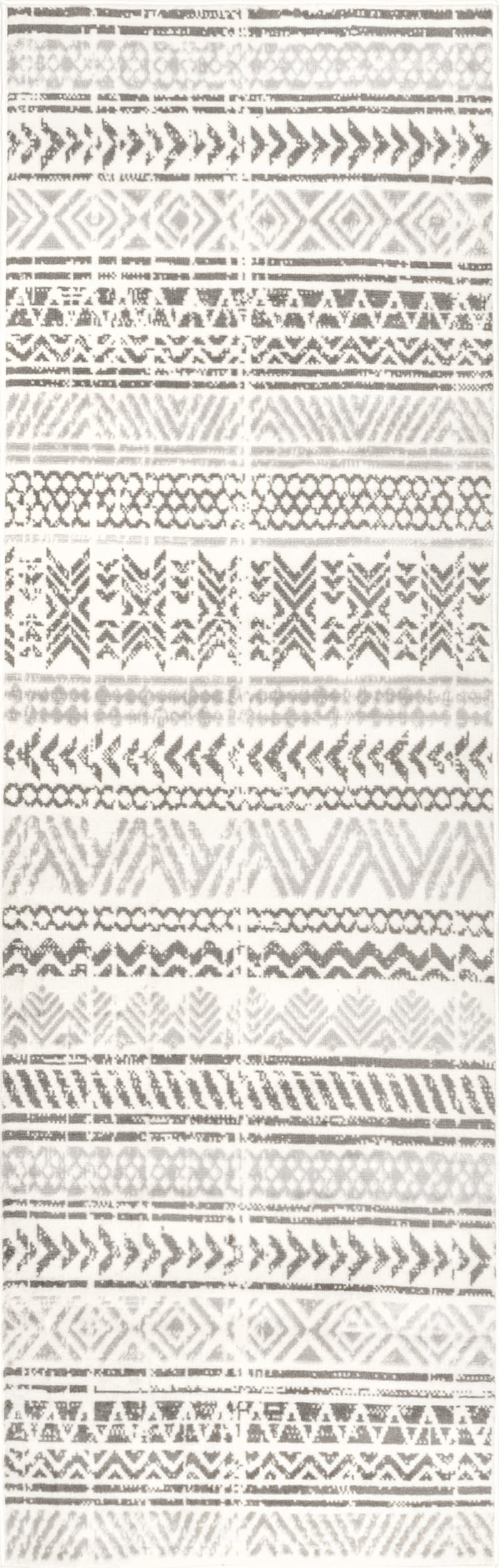 Emma Banded Geometric Rug | Light Grey