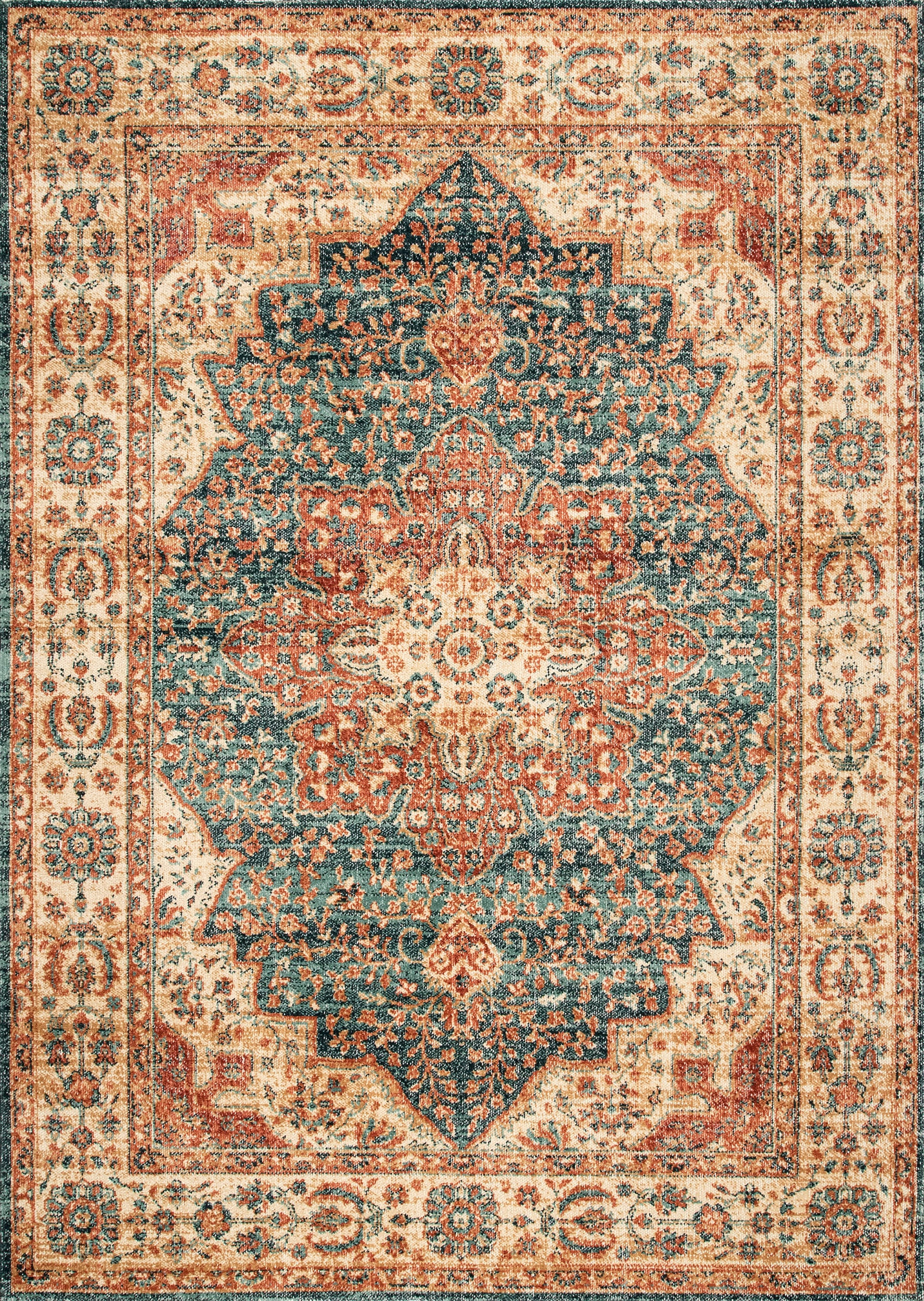 Floral Medallion Rug | Orange