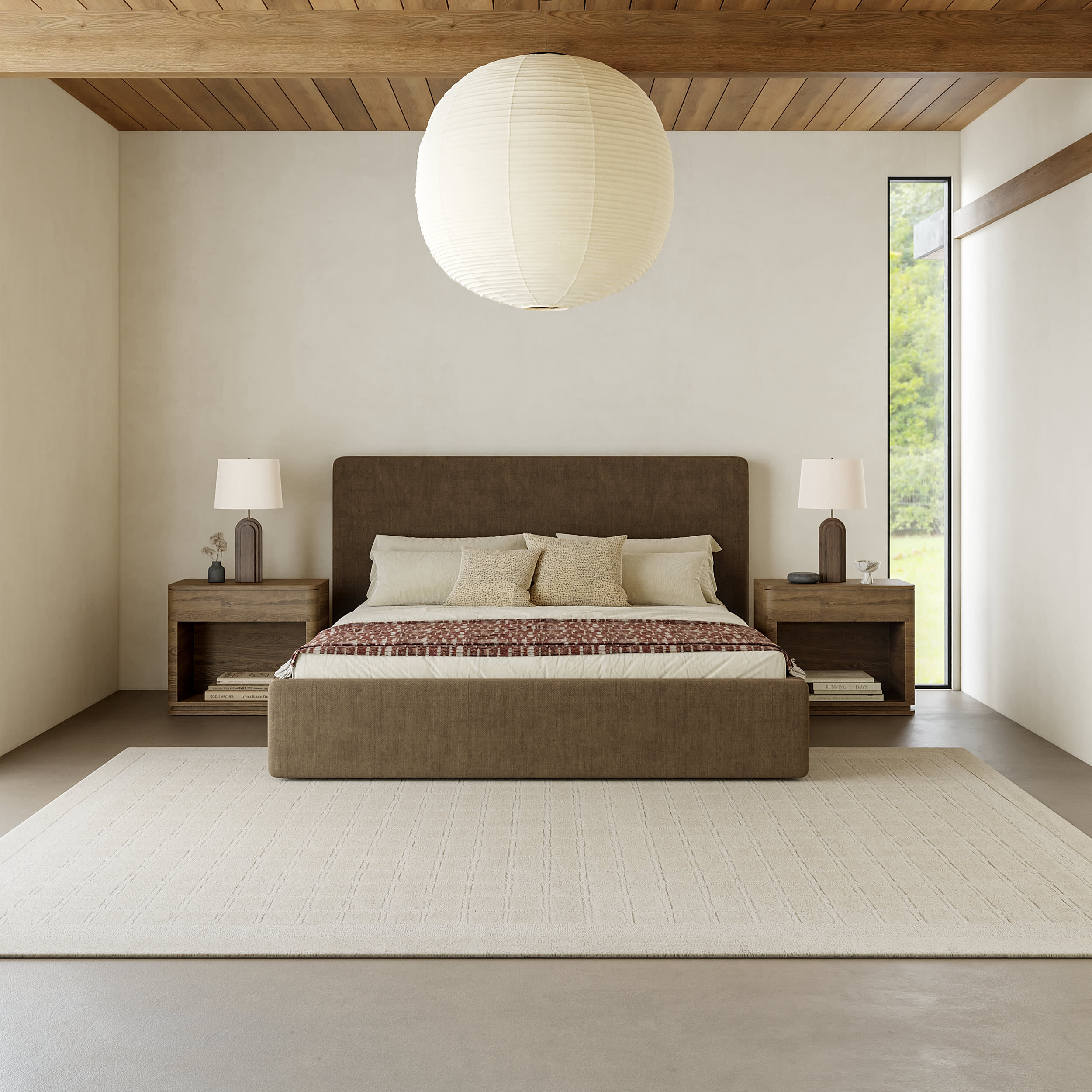 Fritz Checked Wool Rug | Beige - Image 6
