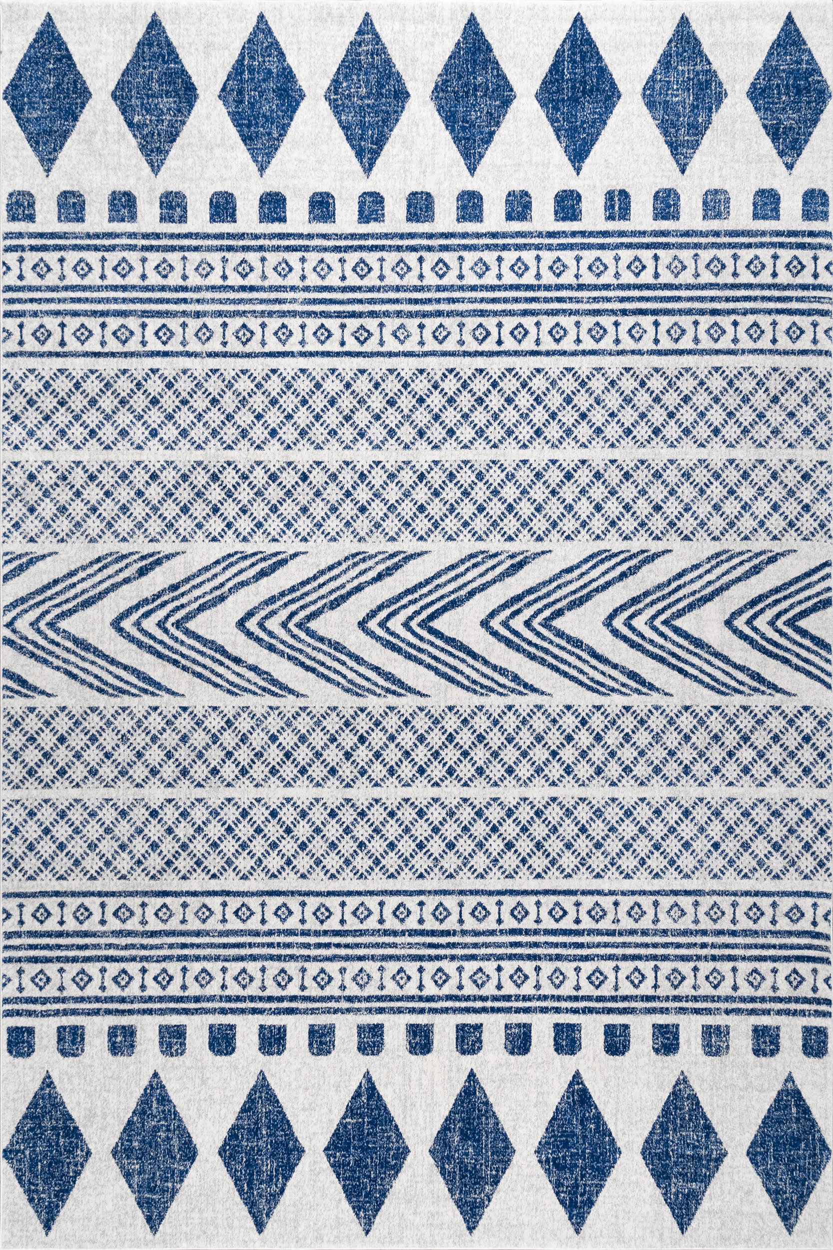 Geometric Banded Rug | Blue