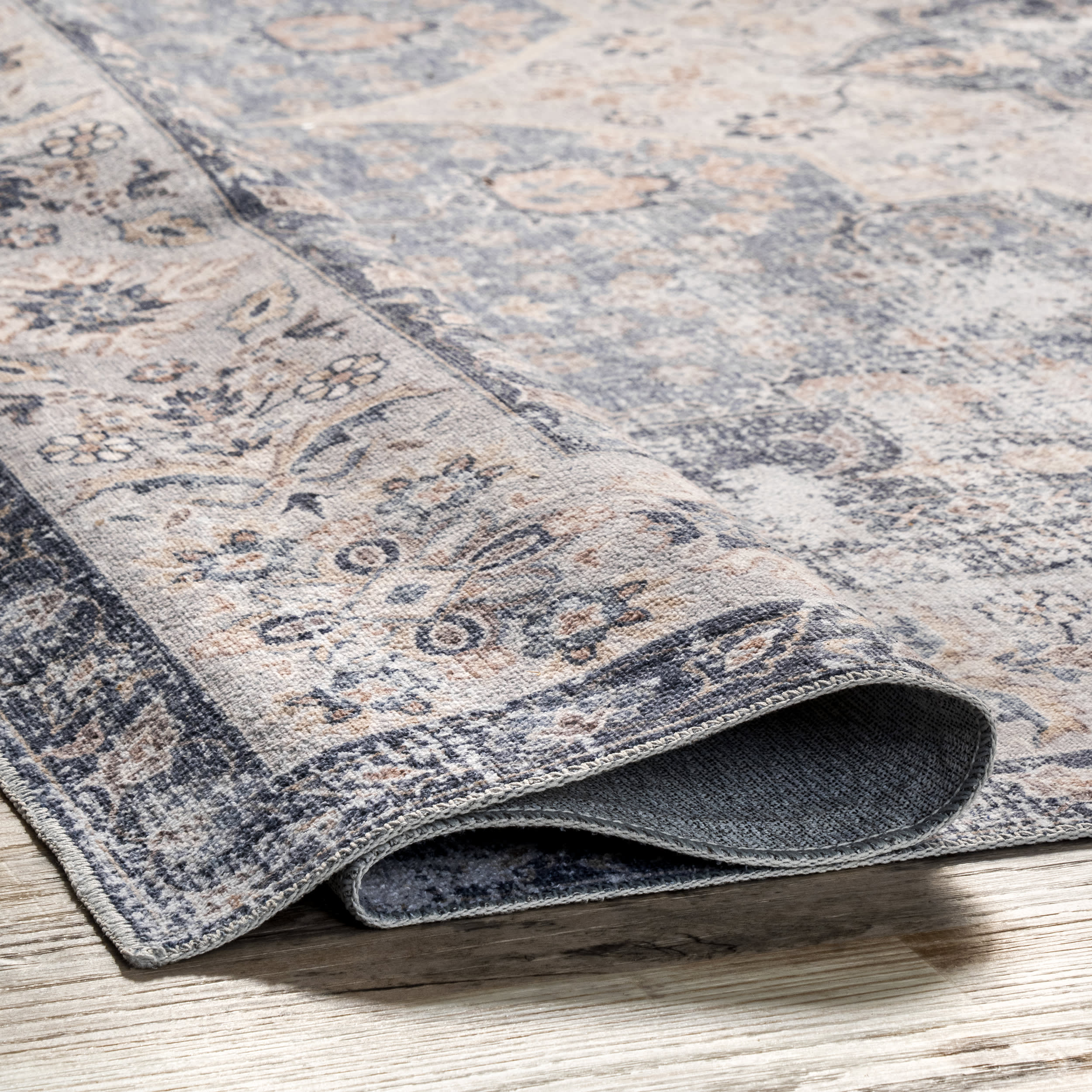 Gianna Blossom Spill Proof Washable Rug | Blue - Image 6