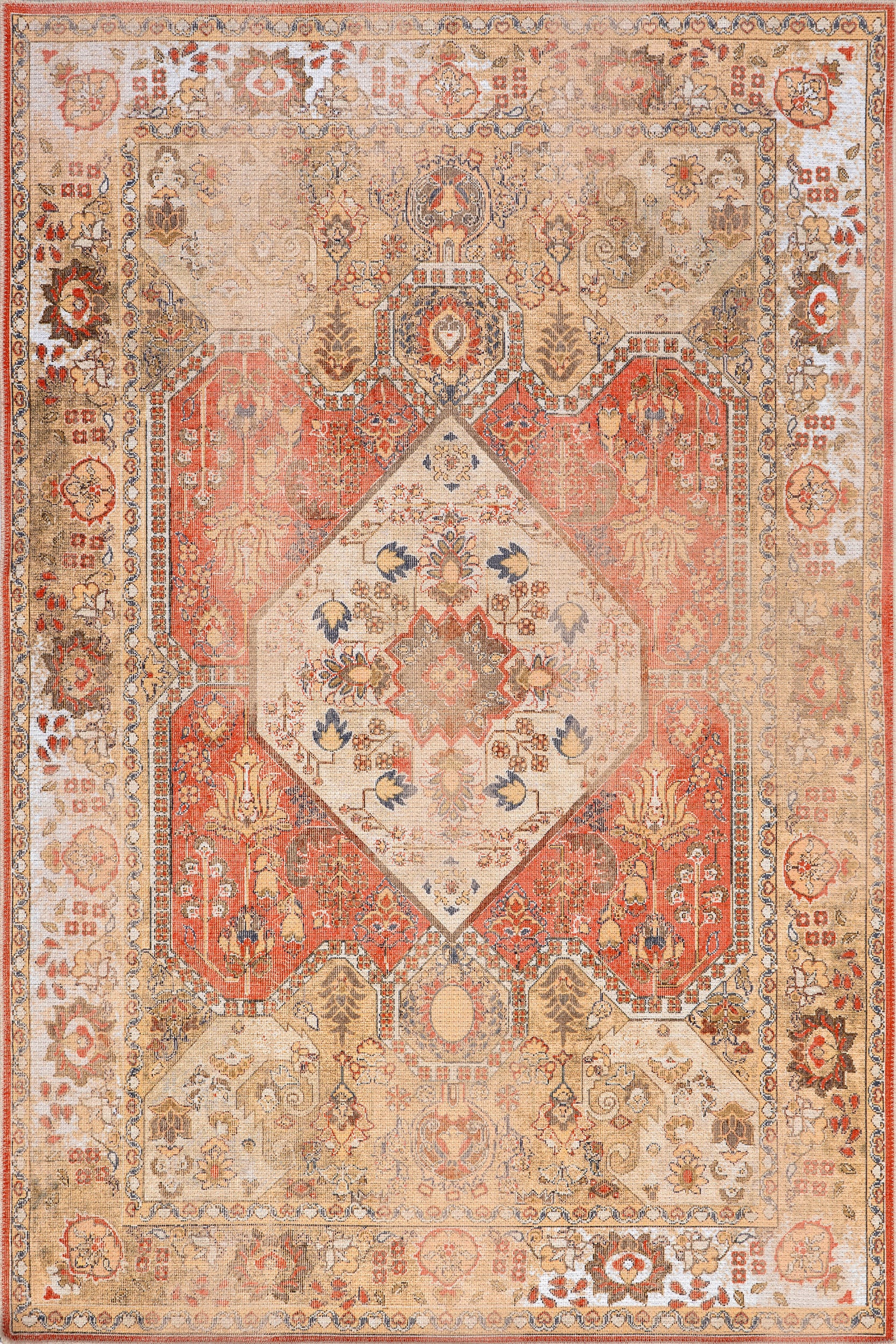 Hannah Medallion Washable Rug | Rust