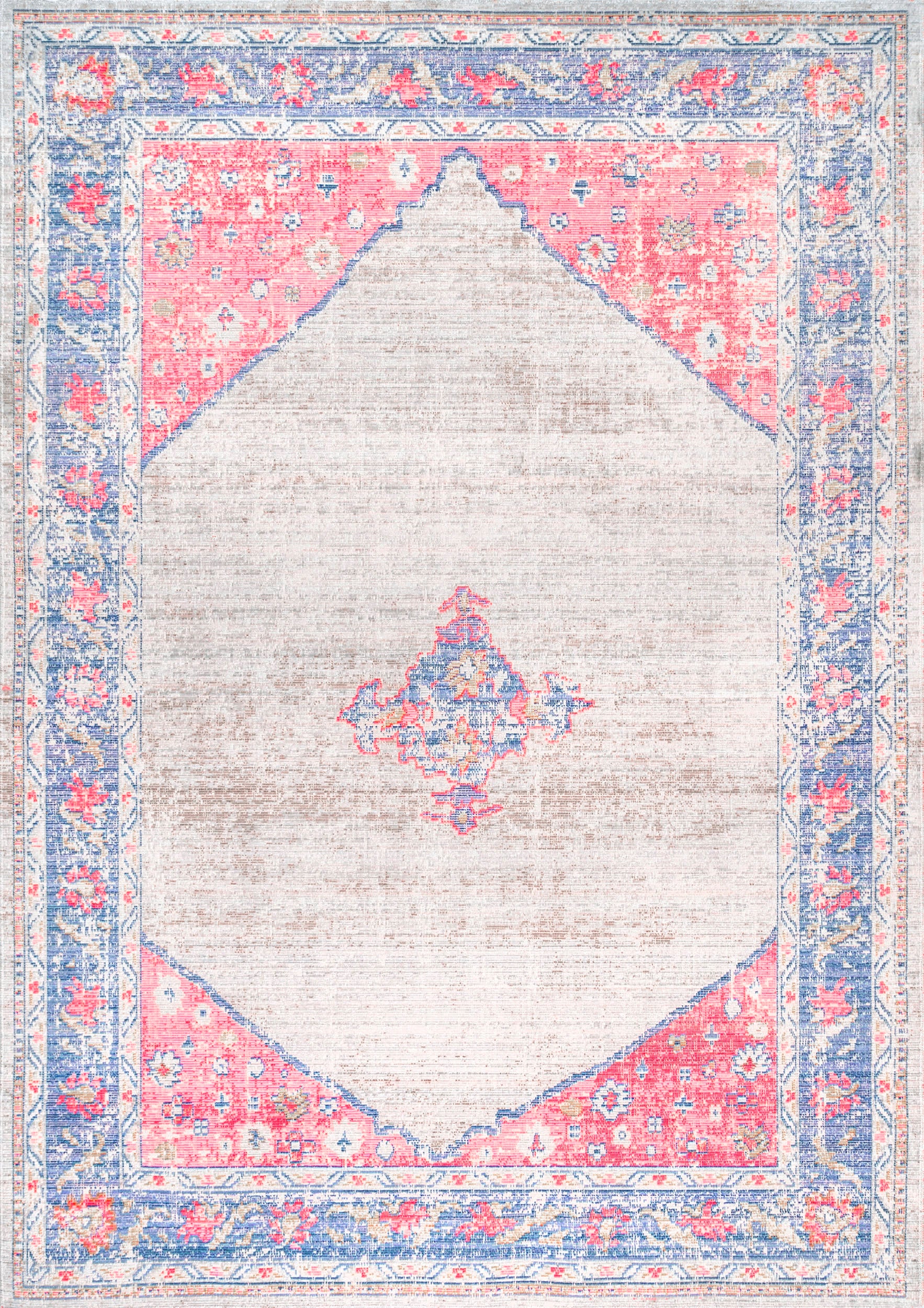 Homely Florid Rug | Grey