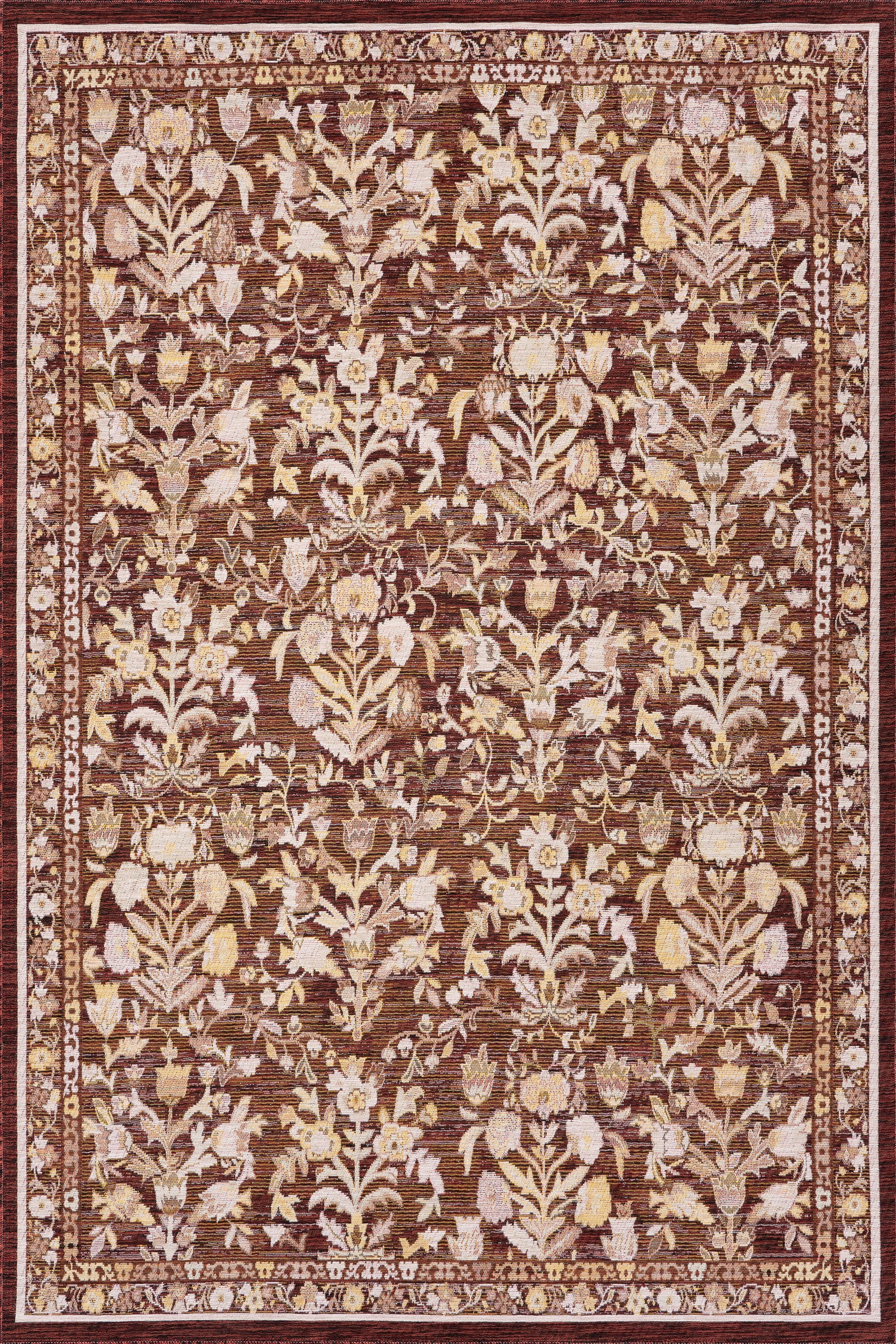 Inari Traditional Floral Indoor/Outdoor Rug | Brick