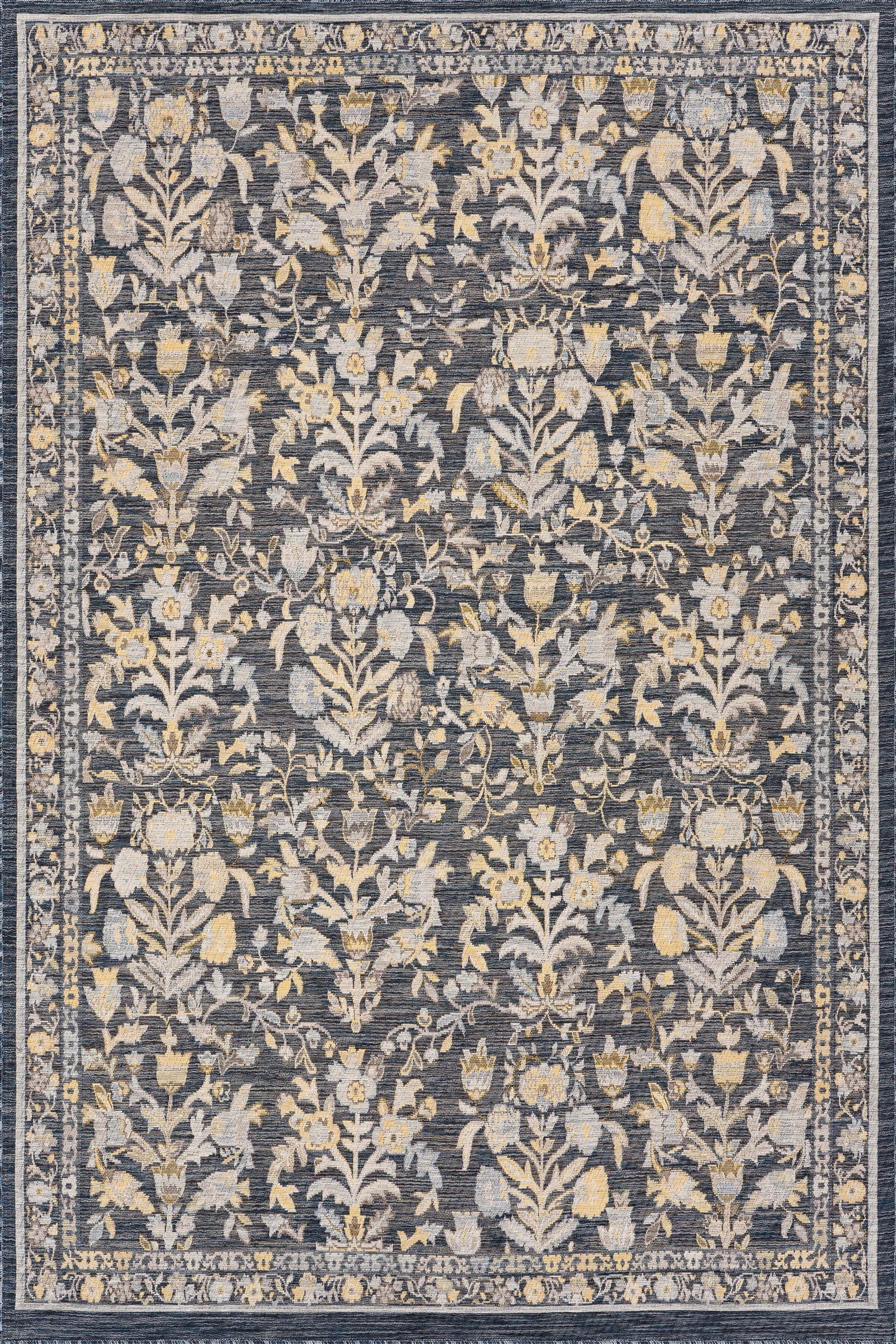 Inari Traditional Floral Indoor/Outdoor Rug | Navy