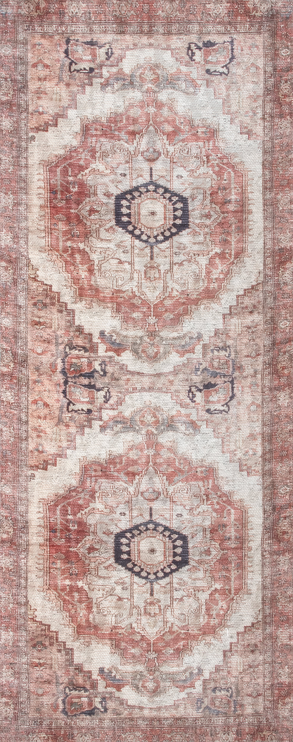 Iris Medallion Washable Rug | Blush