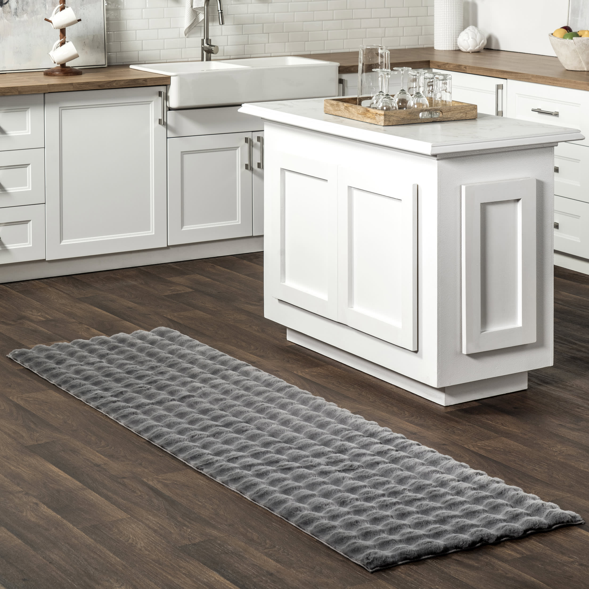 Ivana Checkered Plush Cloud Washable Rug | Dark Grey - Image 2
