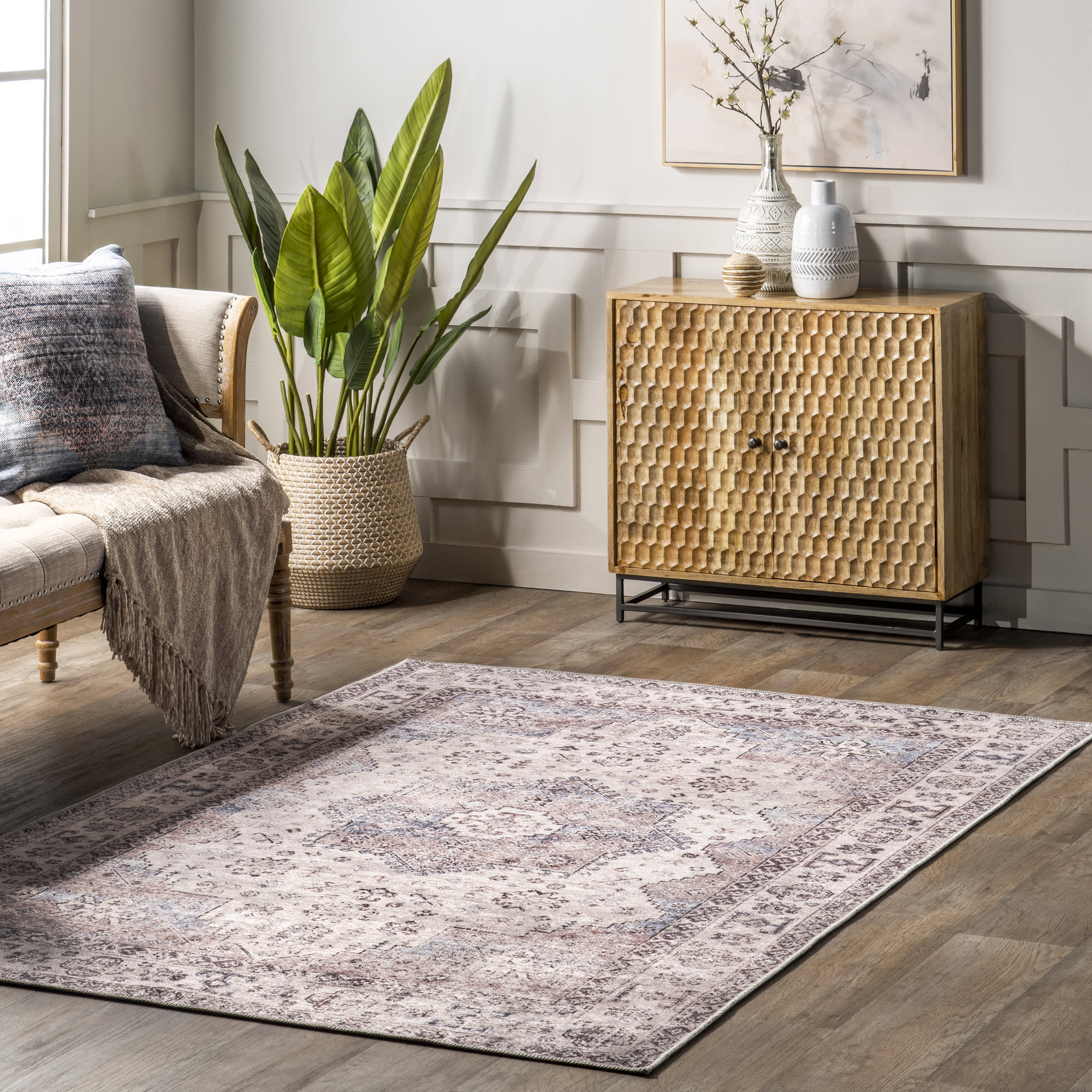 Jolie Distressed Medallion Rug | Rust - Image 2
