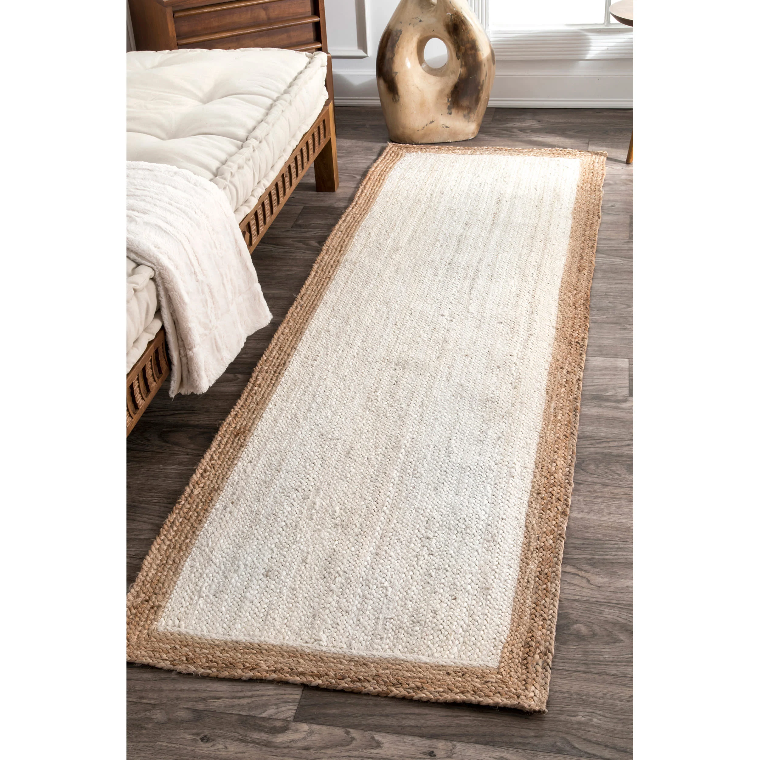 Jute Simple Border Rug | White - Image 2