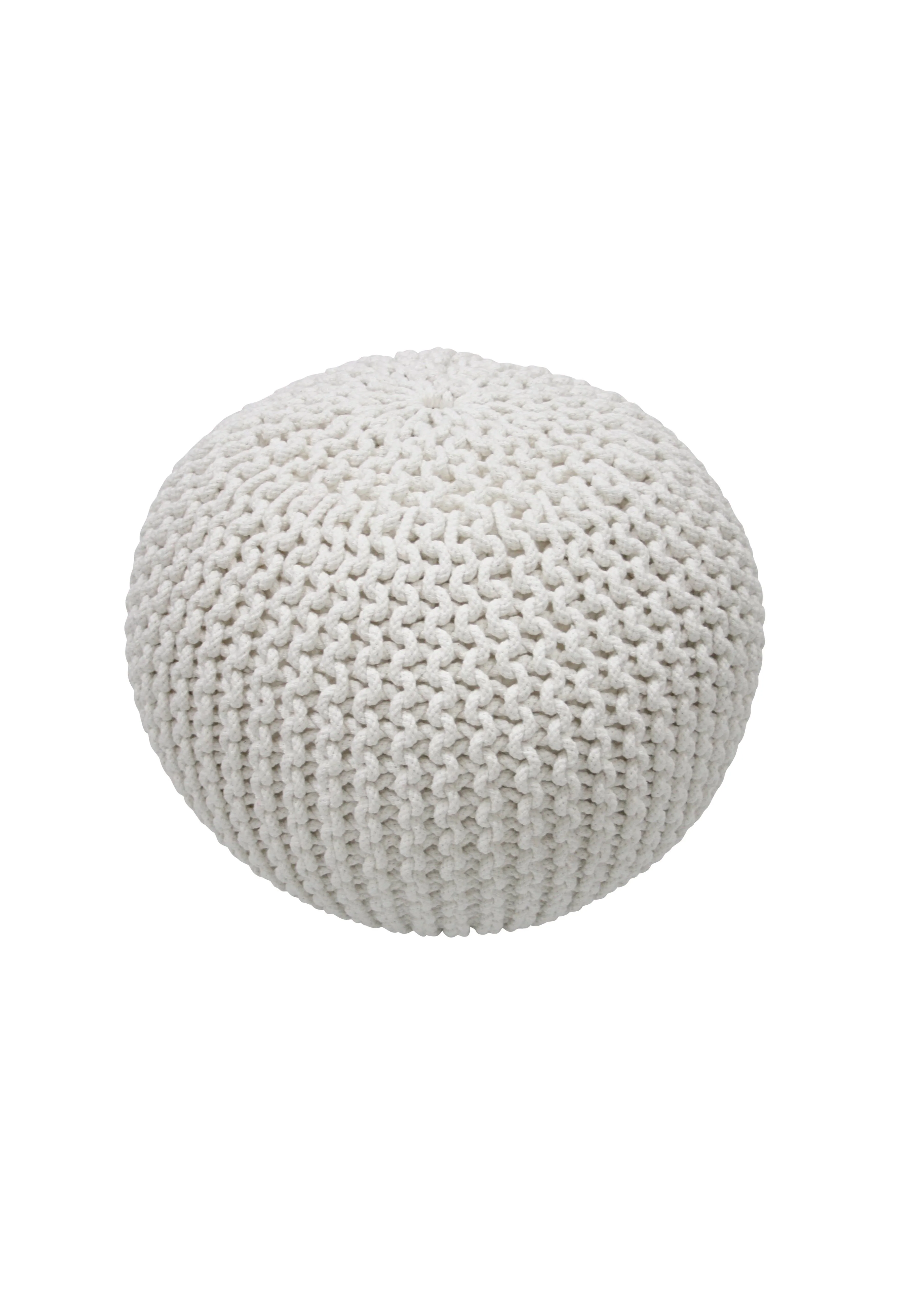 Knitted Round Pouf | White