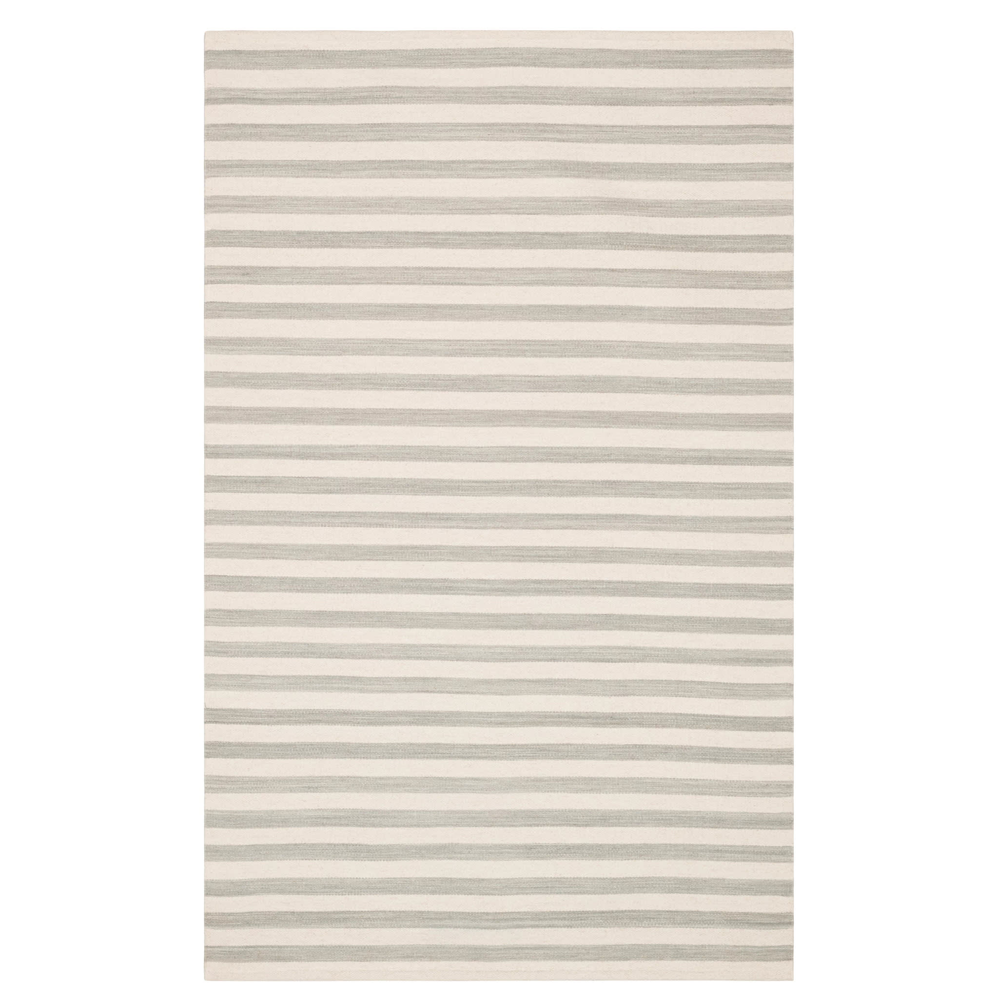 Ladder Stripe Handwoven Wool Rug | Grey/Ivory