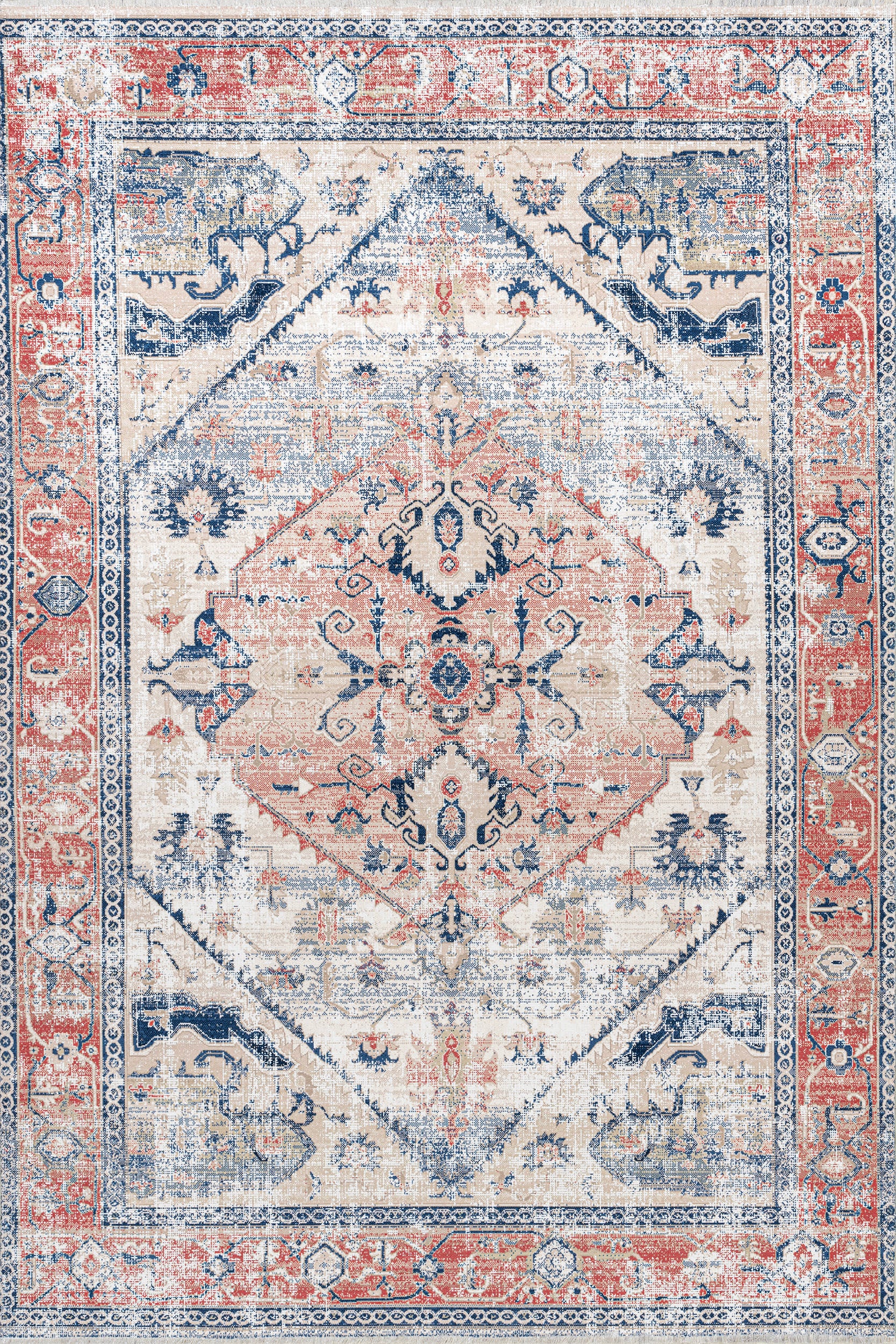 Larkspur Fringed Washable Rug | Brick