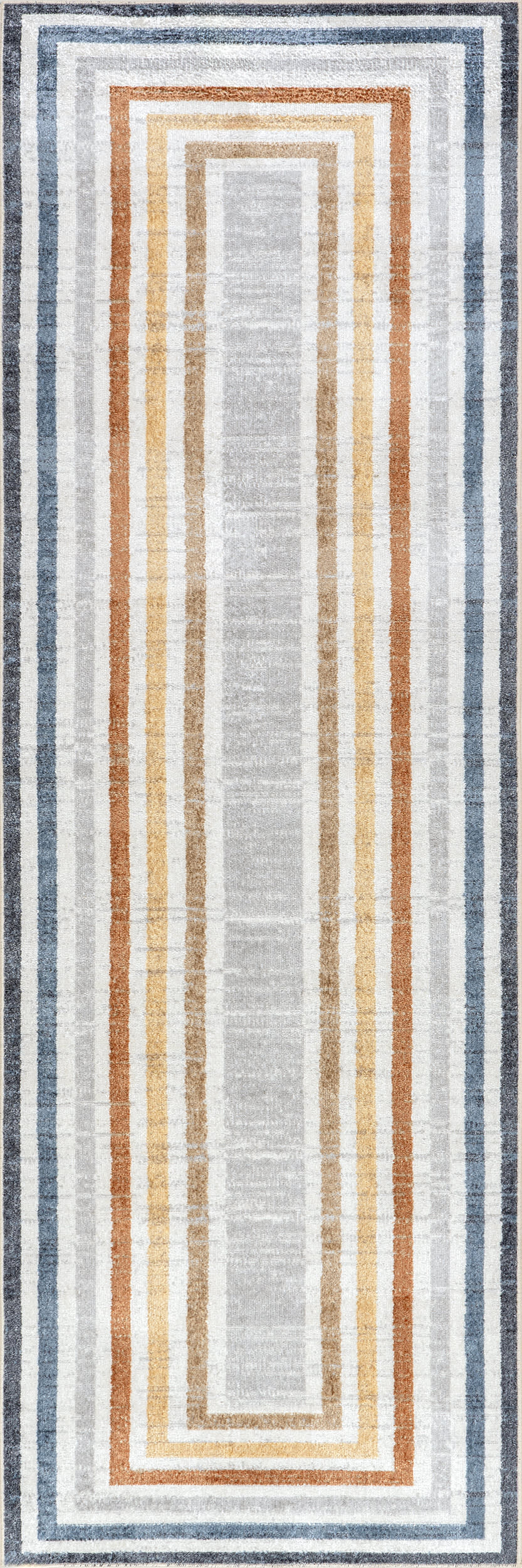 Lilac Striped Bordered Washable Rug | Multicolor