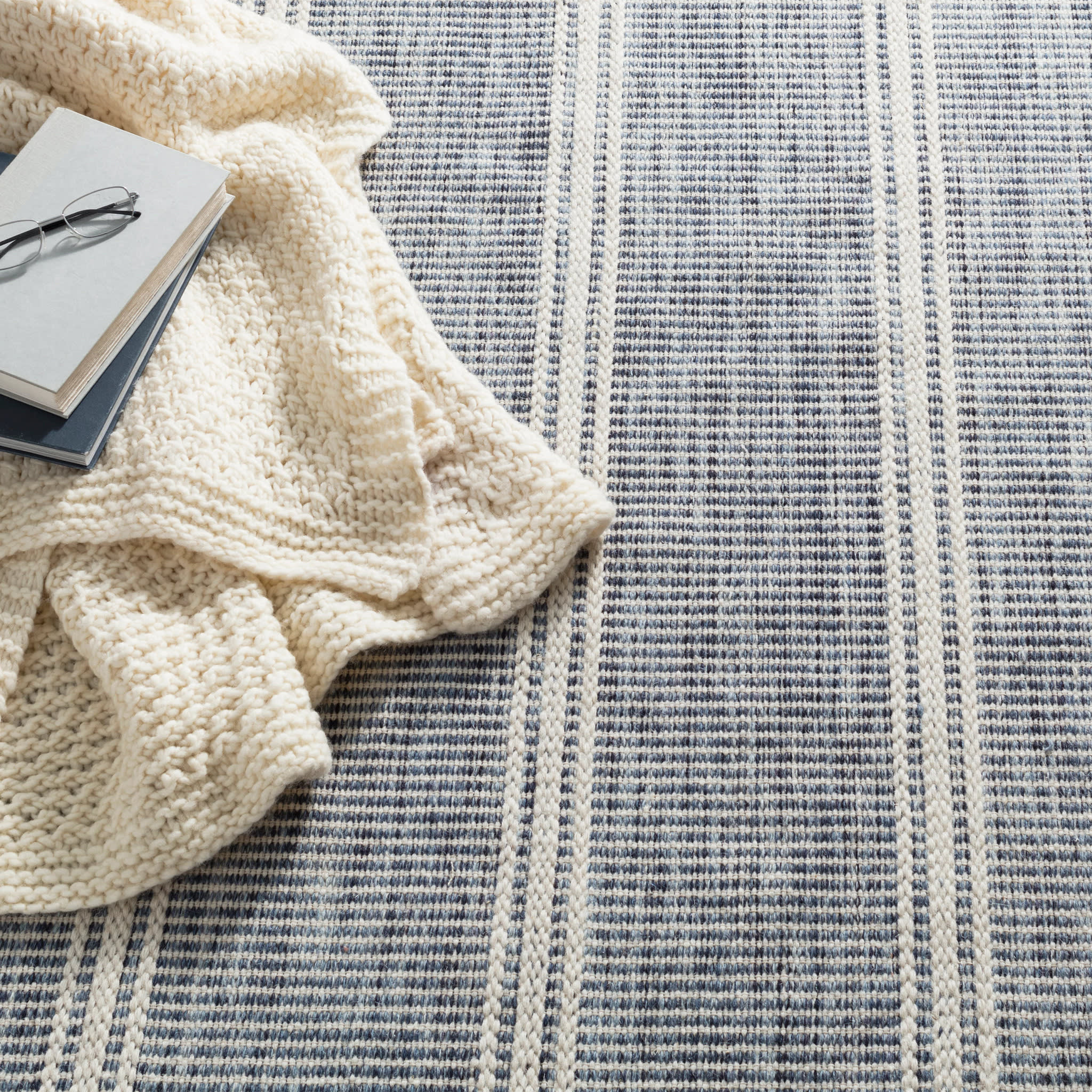 Malta Handwoven Wool Rug | Blue - Image 9