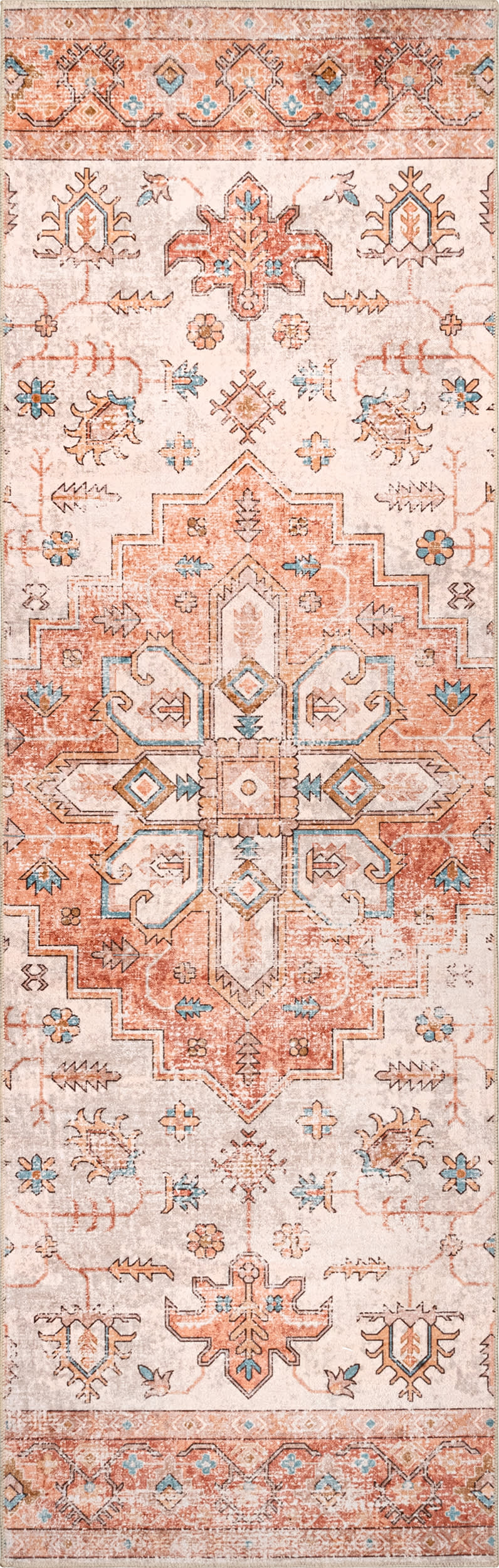 Mara Medallion Washable Rug | Peach