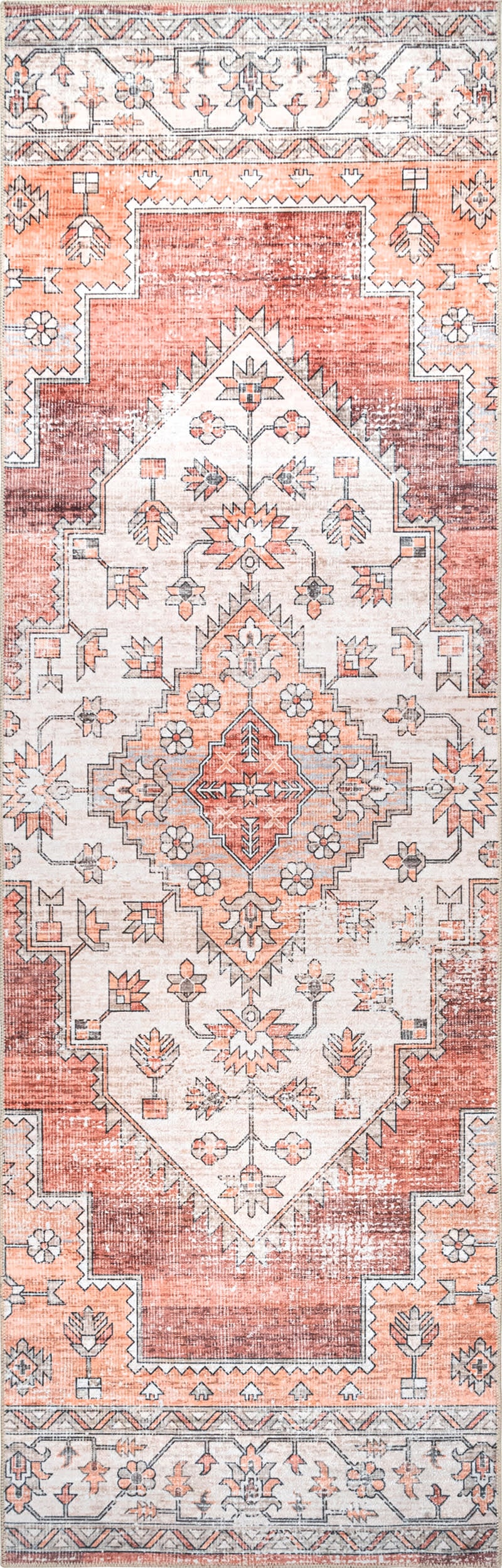 Maria Oasis Medallion Washable Rug | Rust