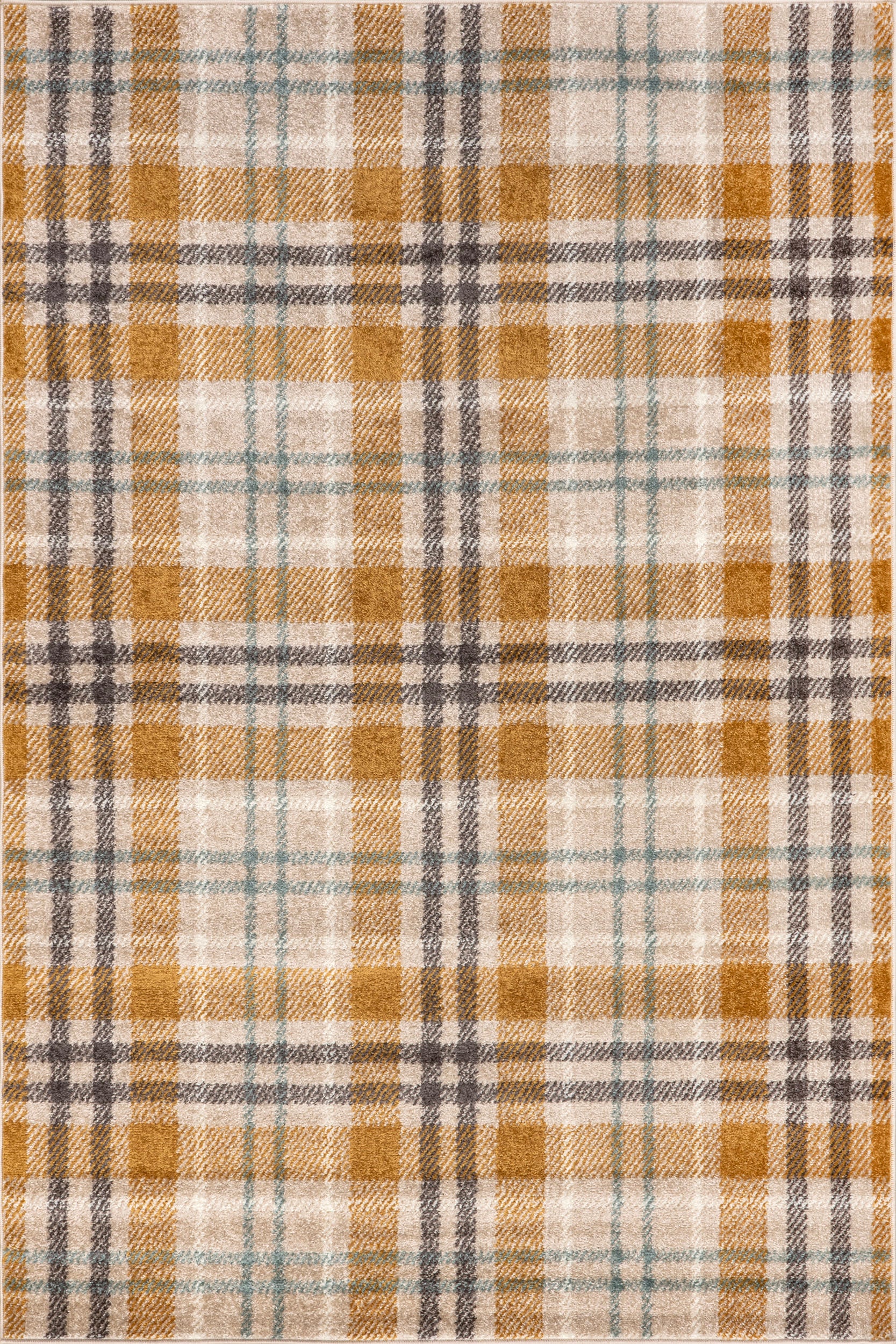 Maribel Plaid Rug | Orange And Grey