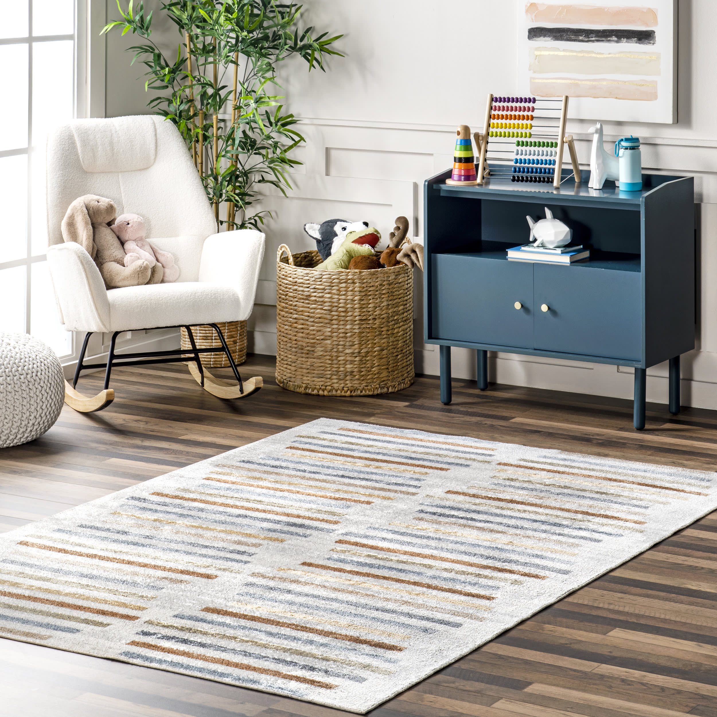 Marlowe Colorful Stripes Washable Rug | Multicolor - Image 2