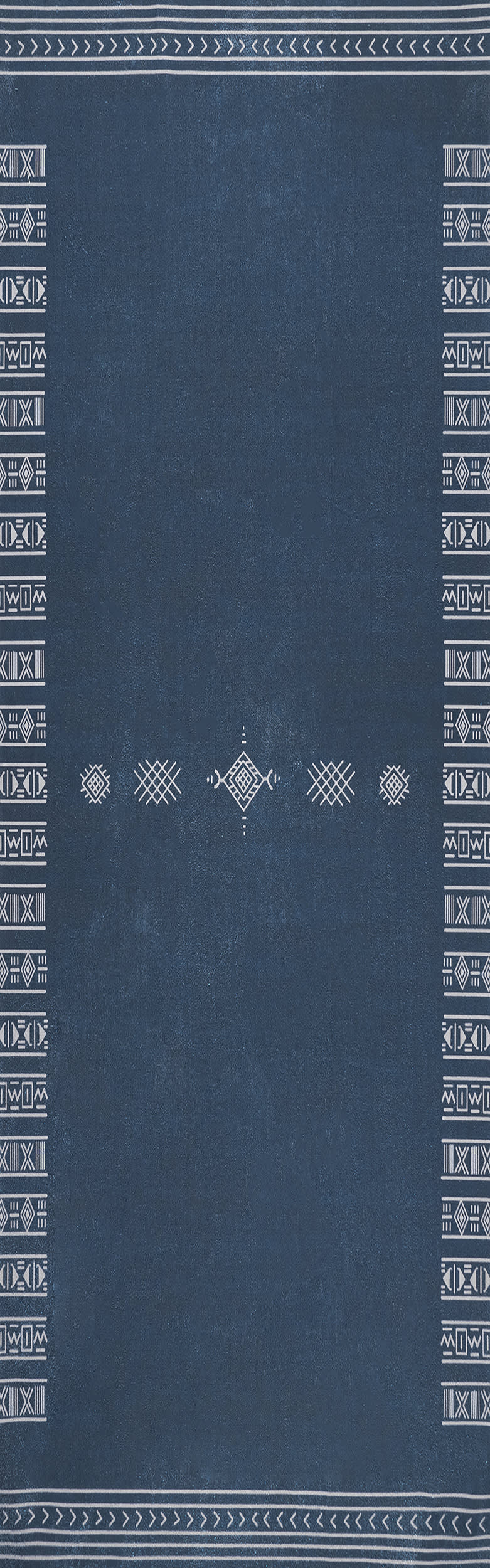 Martha Geometric Bordered Washable Rug | Navy