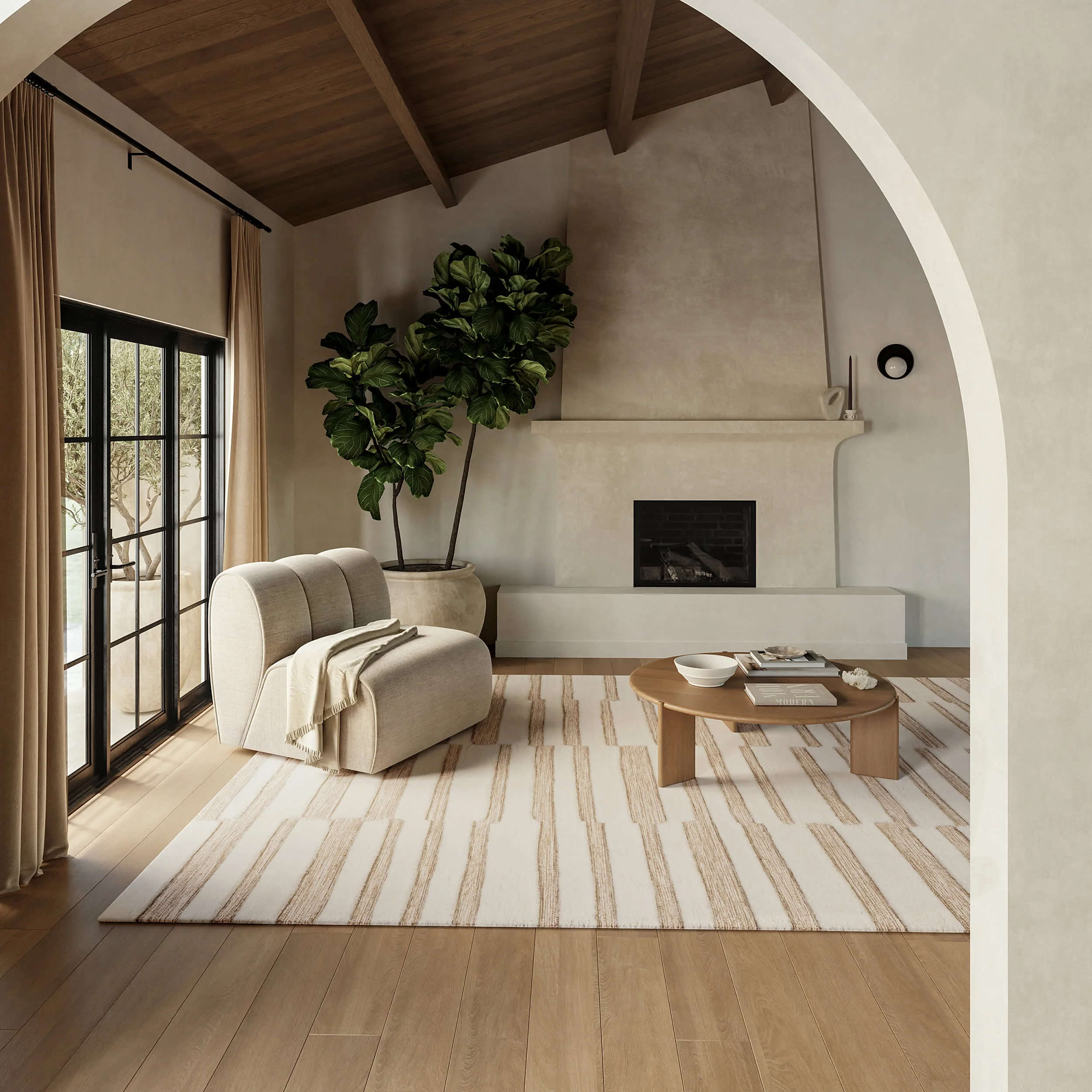 Maui Broken Stripe New Zealand Wool Rug | Ivory - Image 2